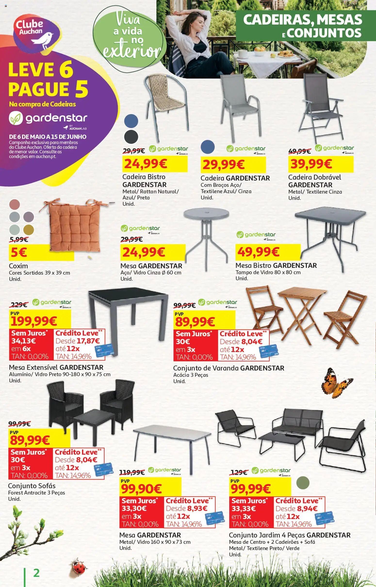 Auchan - Vida no Exterior │ válido de 06.05.2026 | Página: 2 | Produtos: Cadeiras, Sofás, Sofá, Mesa