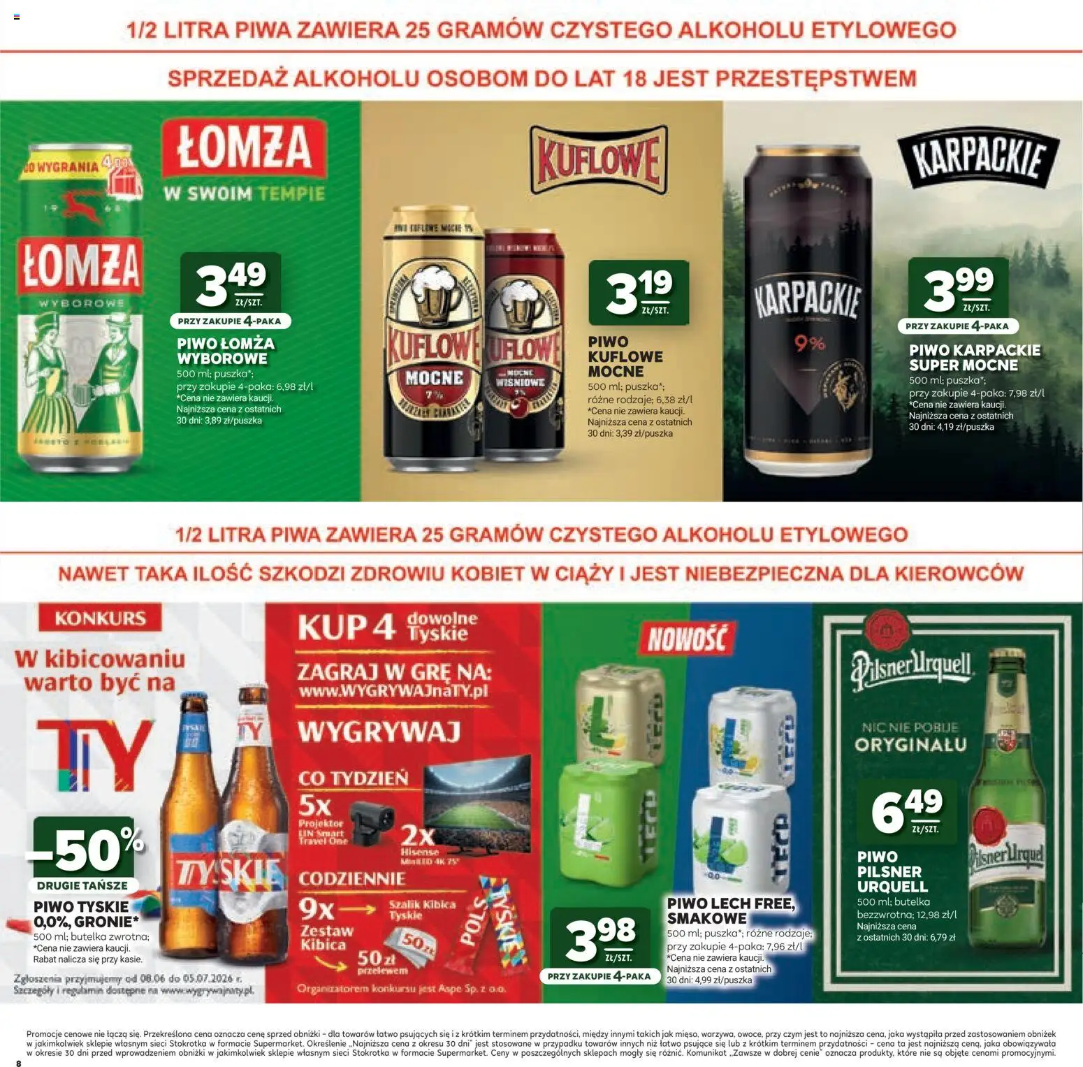 Stokrotka gazetka - Mistrzostwa Świata od 11.06.2026 | Strona: 8 | Produkty: Szalik, Stokrotka, Tyskie, Piwo