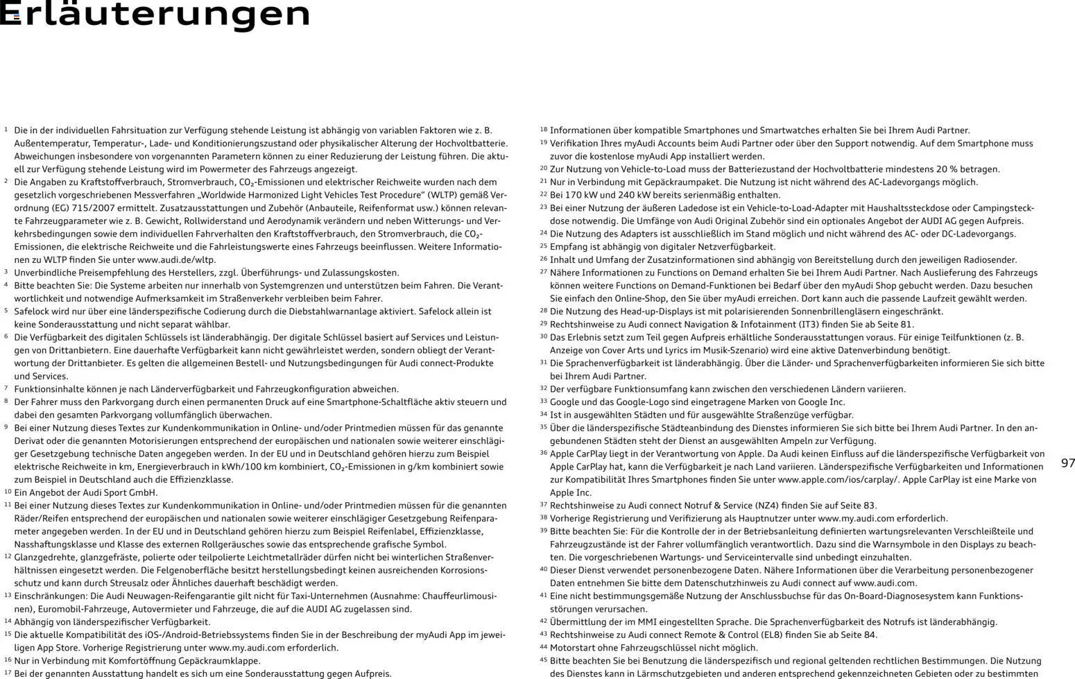 Audi A2 e-tron – gültig ab 10.09.2026 | Seite: 97 | Produkte: Navigation, Smartphones, Apple, Smartphone