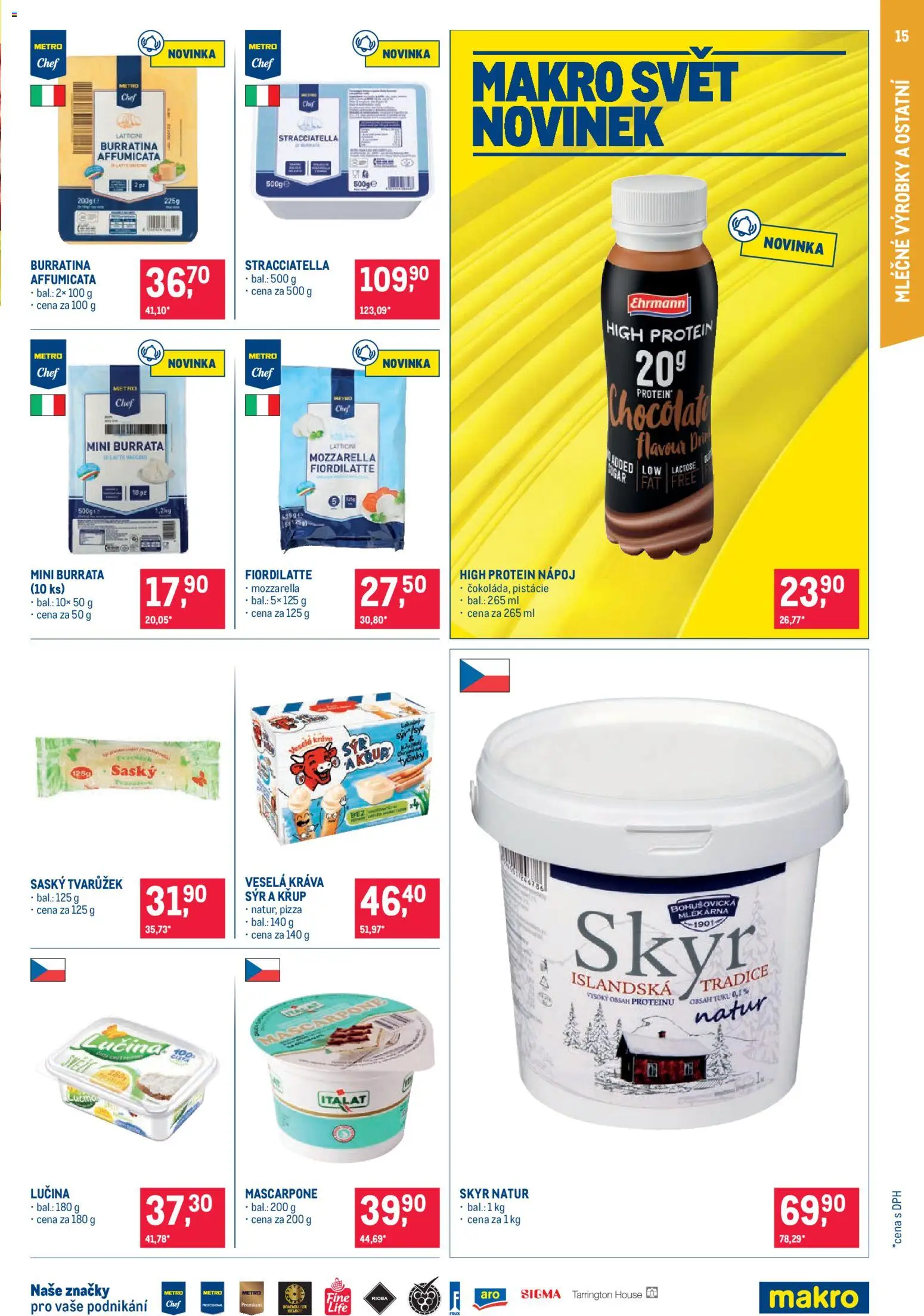 Makro leták - Pro milovníky jídla od 23.09.2026 | Strana: 15 | Produkty: Lučina, Burrata, Mascarpone, Mozzarella