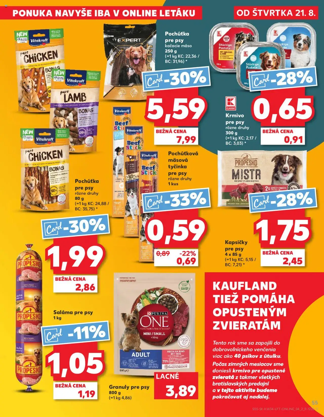 Nové Kaufland akcie – leták je platný od 21.08.2025 | Strana: 55 | Produkty: Saláma, Mäso