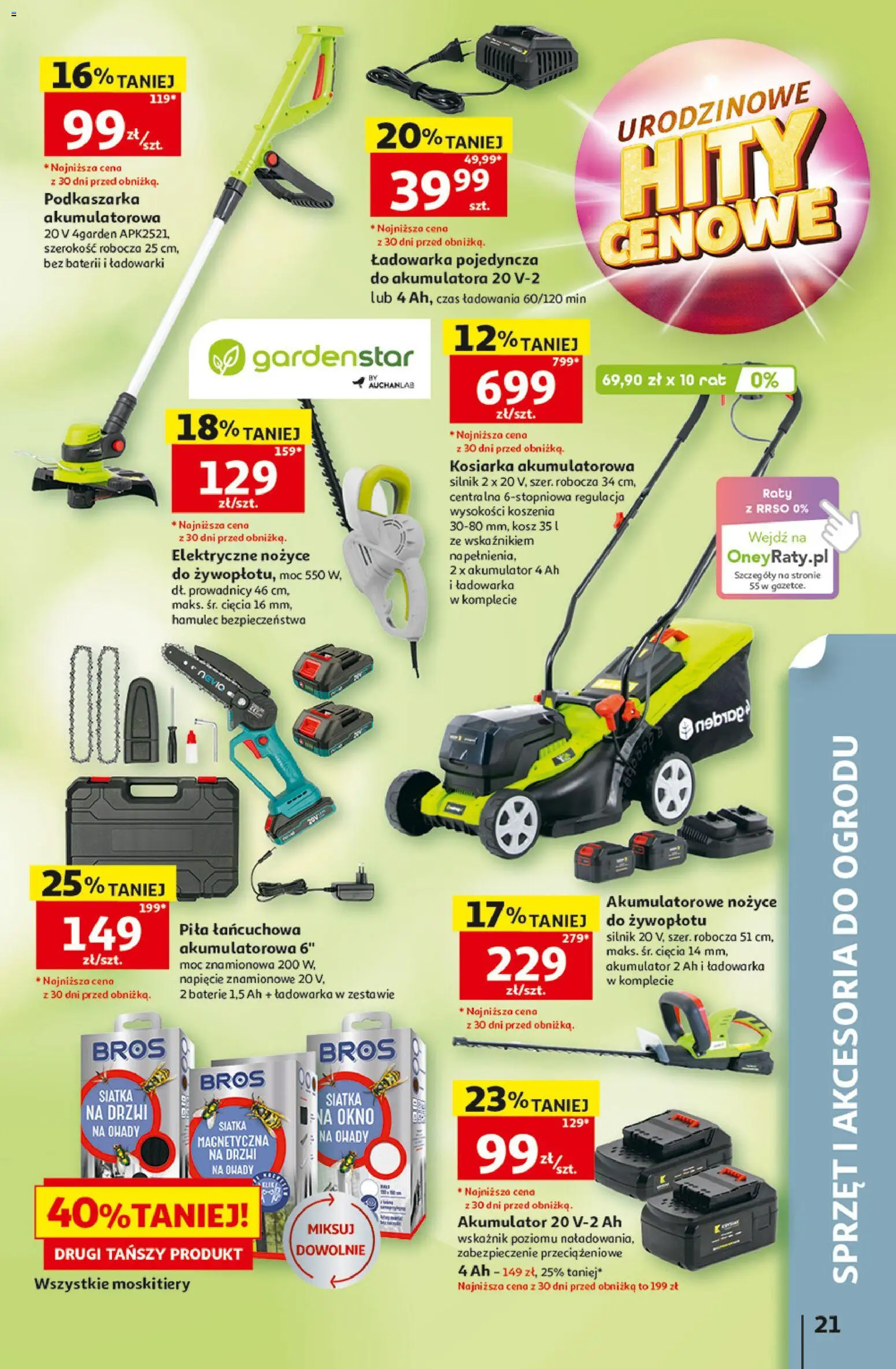 Auchan gazetka - 30 Lat Hipermarket od 07.05.2026 | Strona: 21 | Produkty: Ładowarka, Kosiarka, Kosz, Siatka