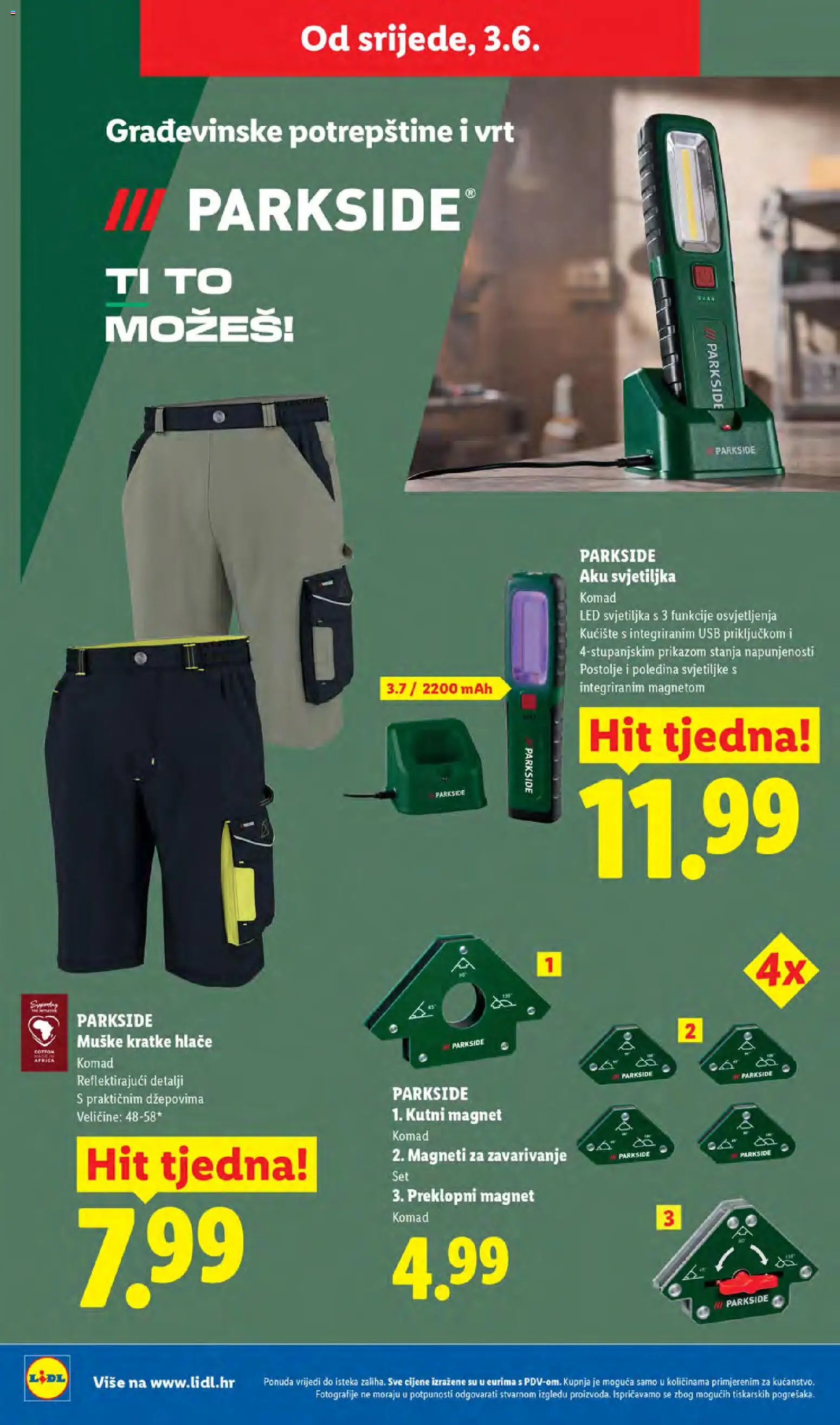 Lidl katalog | vrijedi od 01.06.2026 | Stranica: 36 | Proizvodi: Svjetiljka, Hlače, USB, Parkside