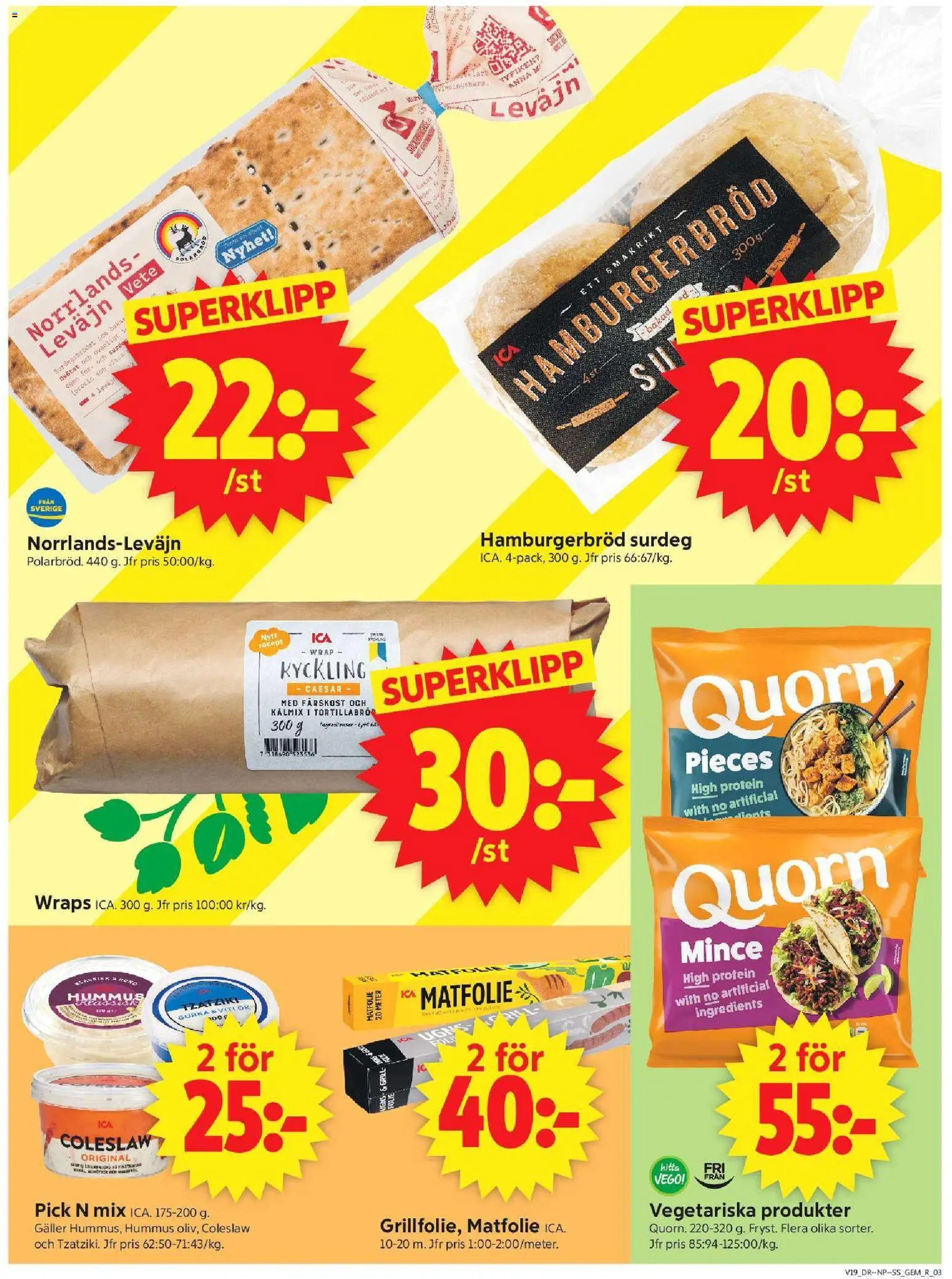 ICA Supermarket reklamblad aktuell från 04.05.2026 | Sida: 3 | Produkter: Grill, Galler, Hamburgerbröd, Gurka