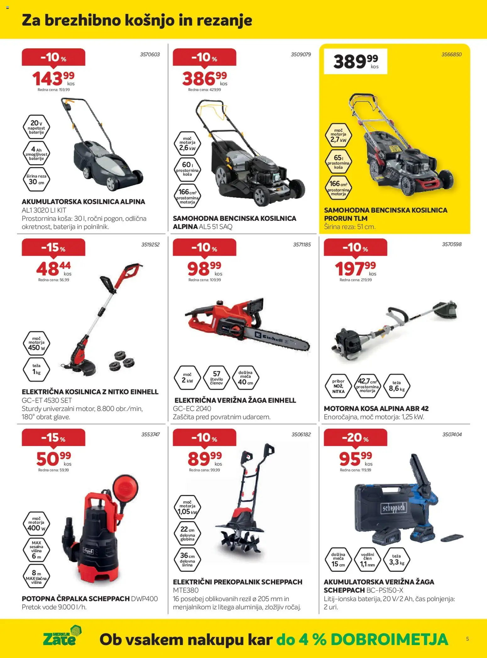 Novi Merkur katalog ponudbe – veljaven od 01.04.2026 | Stran: 5 | Izdelki: Baterija, Črpalka, Verižna žaga, Baterije
