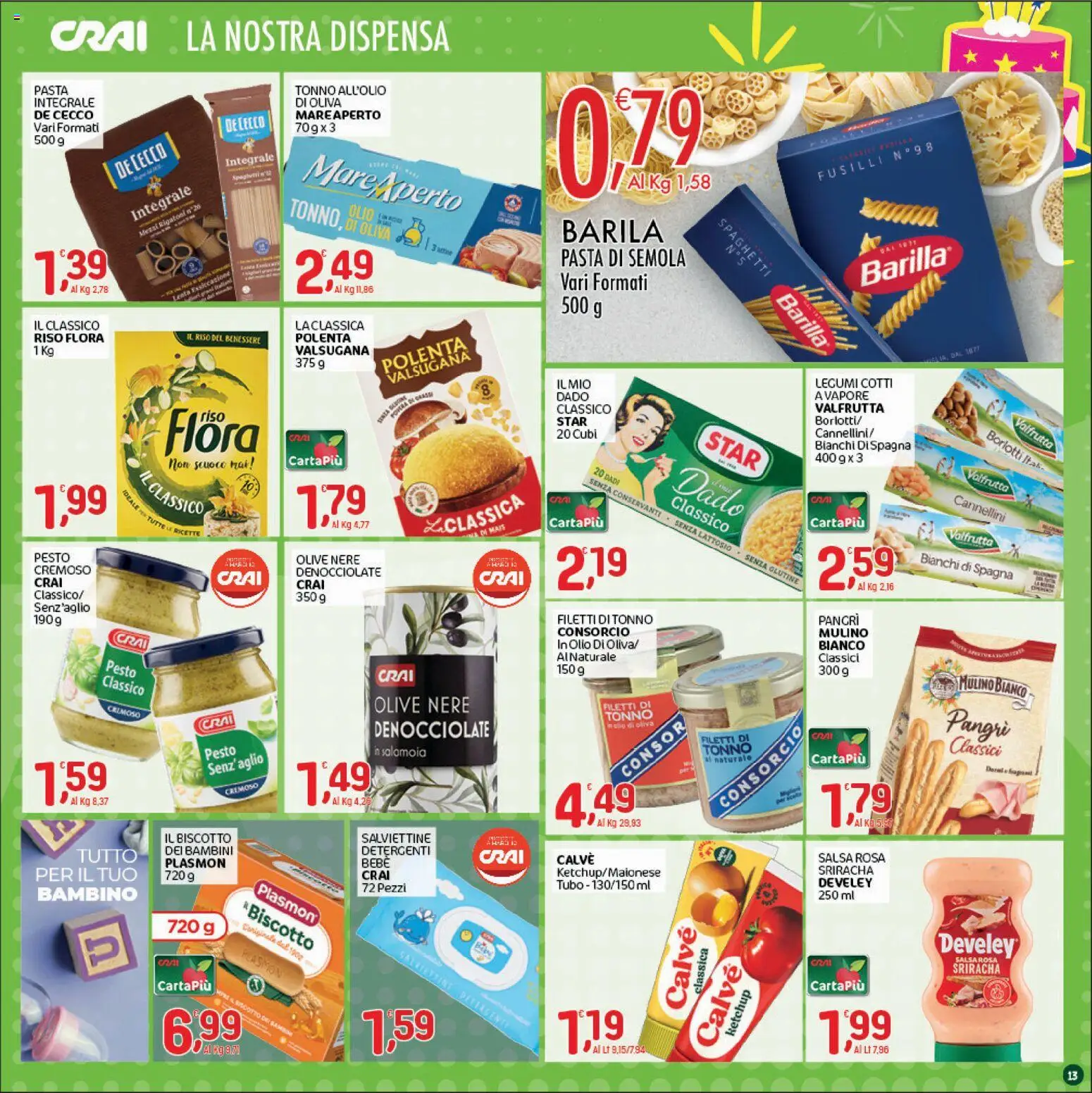 Volantino CRAI del 15/10/2026 | Pagina: 13 | Prodotti: Riso, Olive, Pasta, Spaghetti