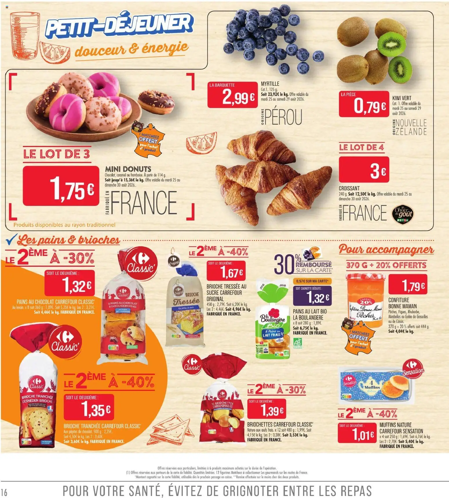 {H1} | Page: 16 | Produits: Muffins, Brioche, Lait, Brioche tressée