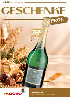 Aligro aktionen Geschenke Chavannes, Matran, Genf, Sitten ab 02.11.2026 gültig