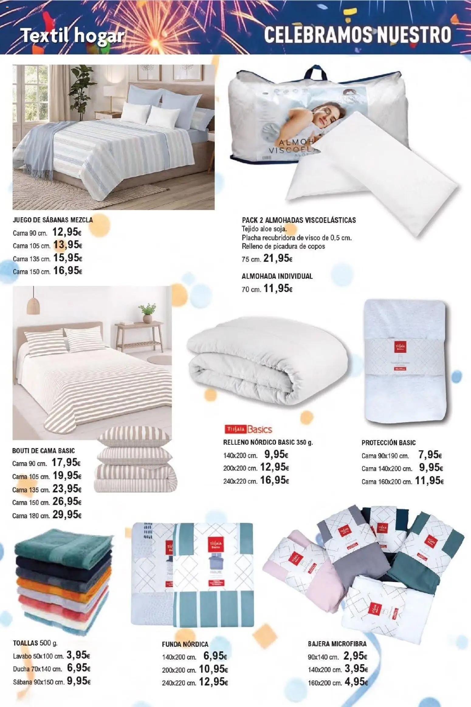 E.Leclerc Aniversario │ válido desde el 13/07/2026 | Página: 40 | Productos: Juego de sábanas, Copos, Almohada, Ducha