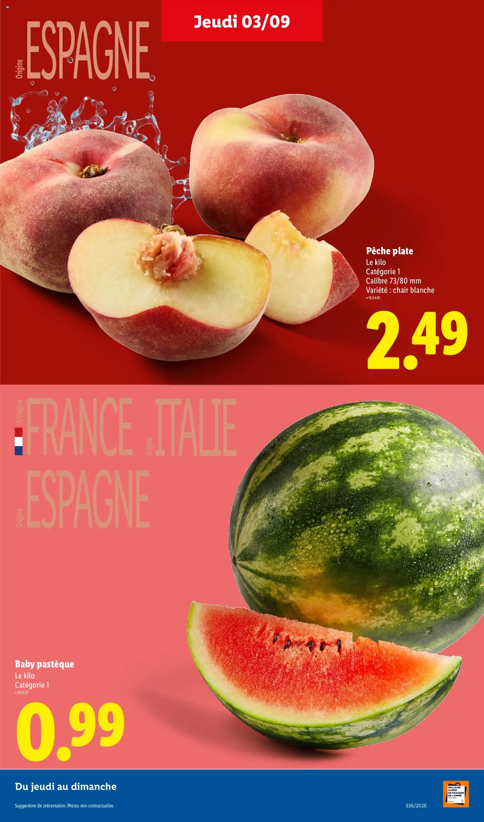{H1} | Page: 5 | Produits: Pastèque, Pêche