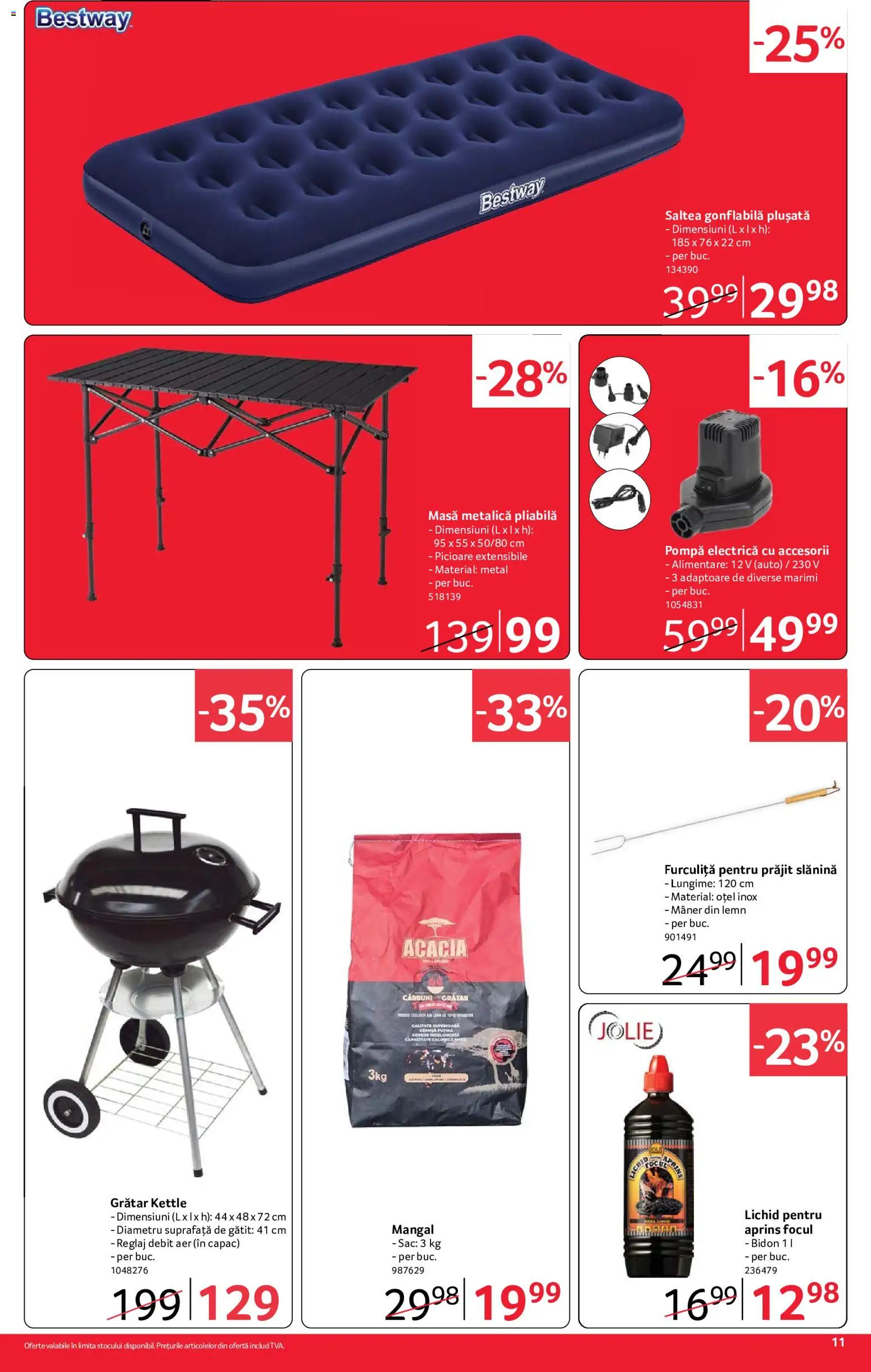 Noul catalog Selgros – valabil de la 07.08.2026 | Pagină: 11 | Produse: Saltea, Grătar, Masă, Saltea gonflabilă