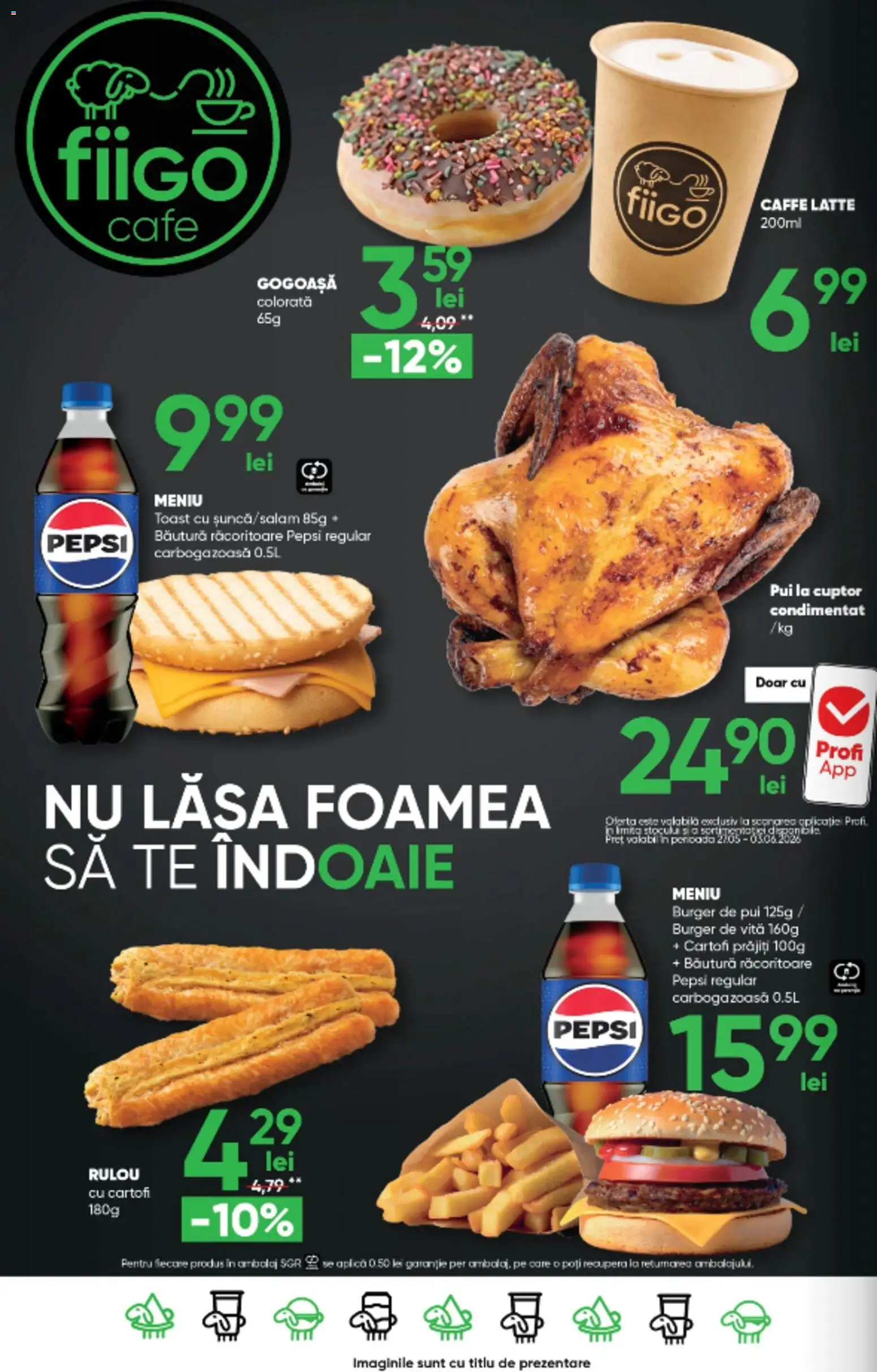 Noul catalog Profi – valabil de la 27.05.2026 | Pagină: 20 | Produse: Divan, Hacıyatmaz Kedi Oyuncağı, Burger, Cartofi