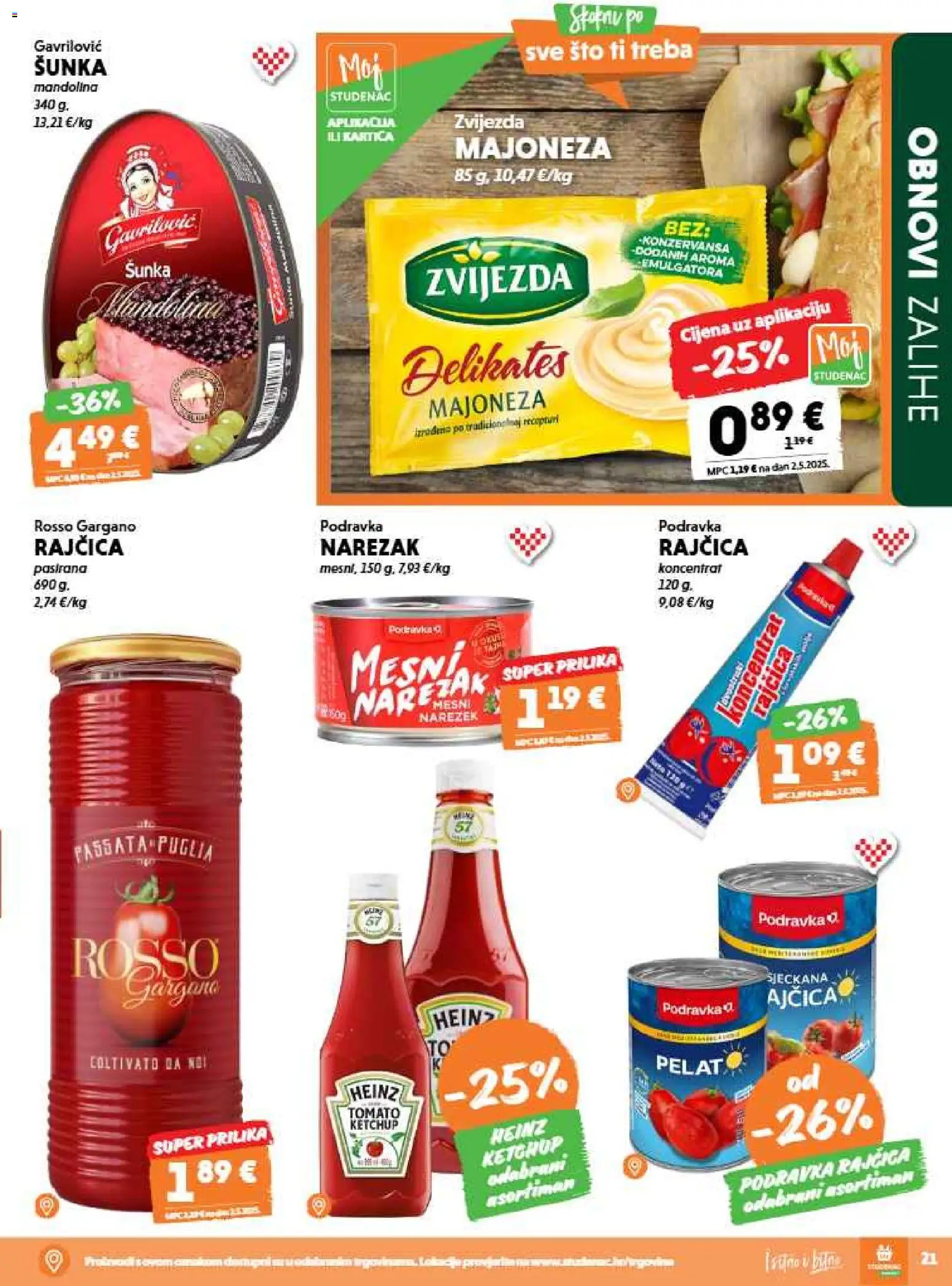 Studenac katalog | vrijedi od 15.07.2026 | Stranica: 21 | Proizvodi: Podravka, Narezak, Majoneza, Rajčica