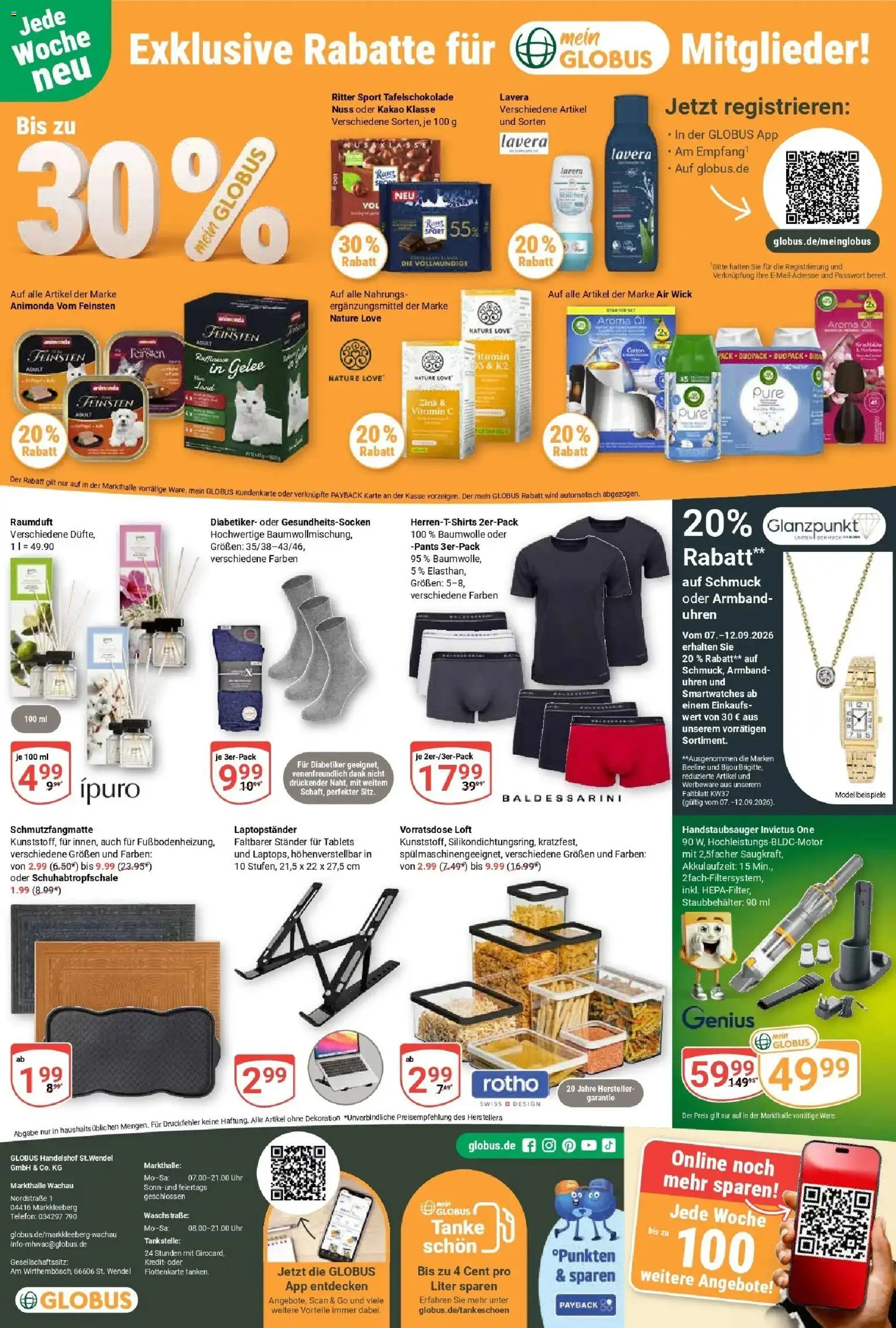 Globus Prospekt Markkleeberg – gültig ab 07.09.2026 | Seite: 28 | Produkte: Ritter sport, Schmutzfangmatte, Telefon, Uhr