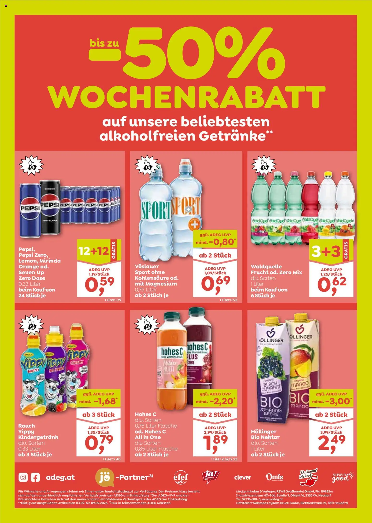 ADEG Flugblatt gültig ab 03.09.2026 | Seite: 8 | Produkte: Getränke, Mango, Pepsi