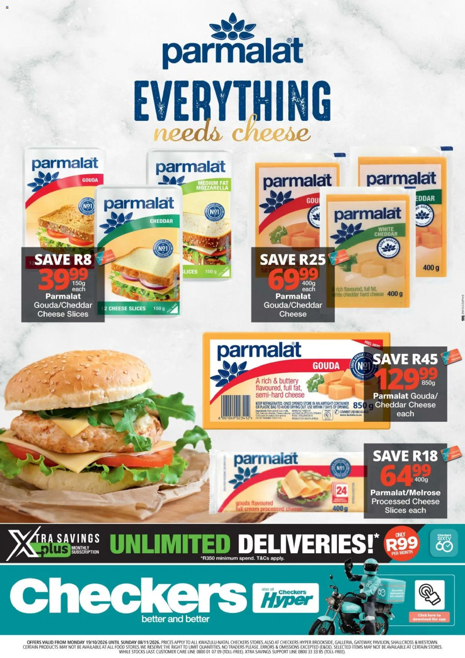 New Checkers catalogue – valid from 19/10/2026 | Page: 1 | Products: Hard cheese, Bag, Cheddar, Mozzarella