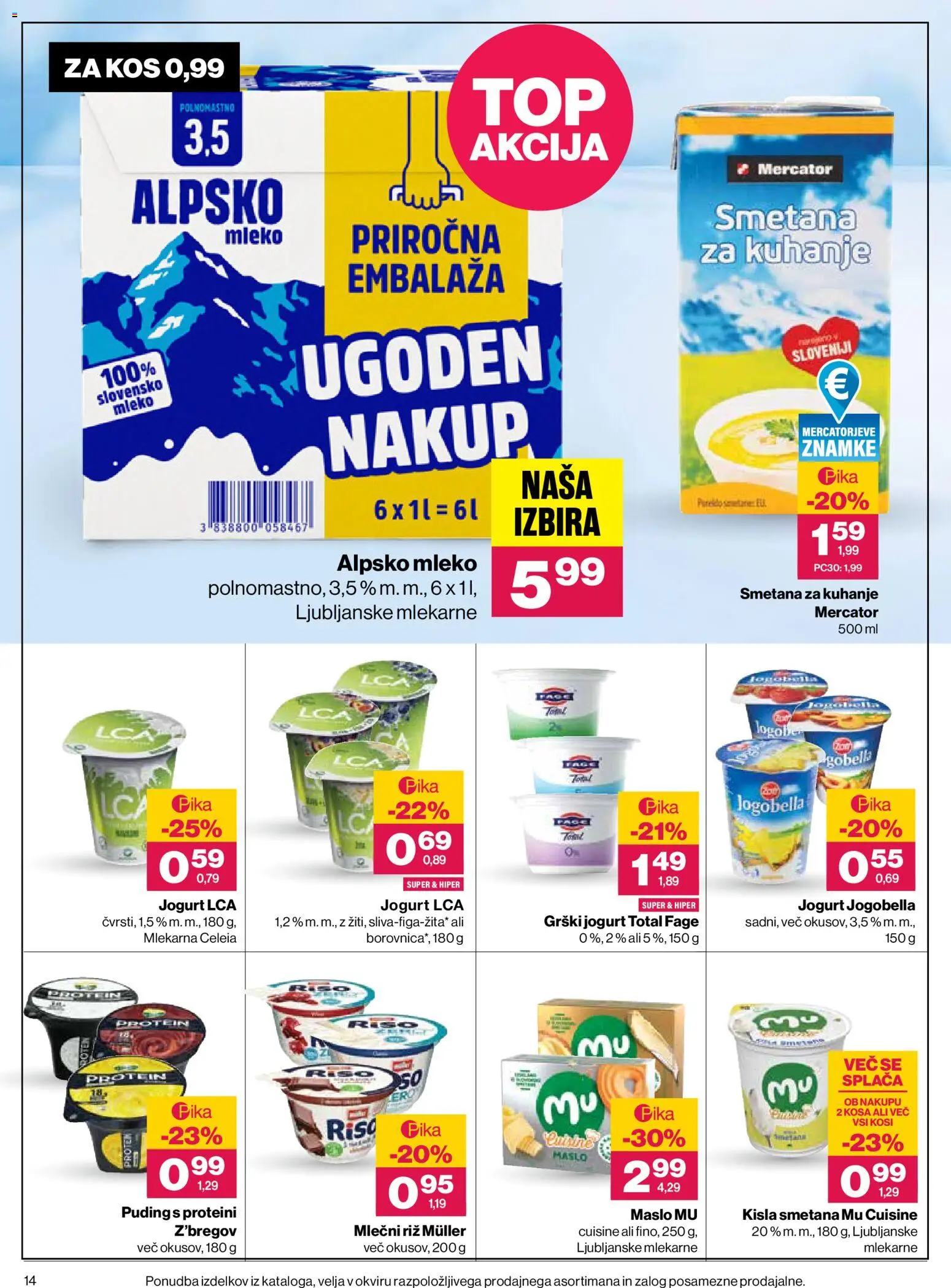 Novi Mercator katalog ponudbe – veljaven od 20.08.2026 | Stran: 14 | Izdelki: Mleko, Jogurt, Riz, Smetana
