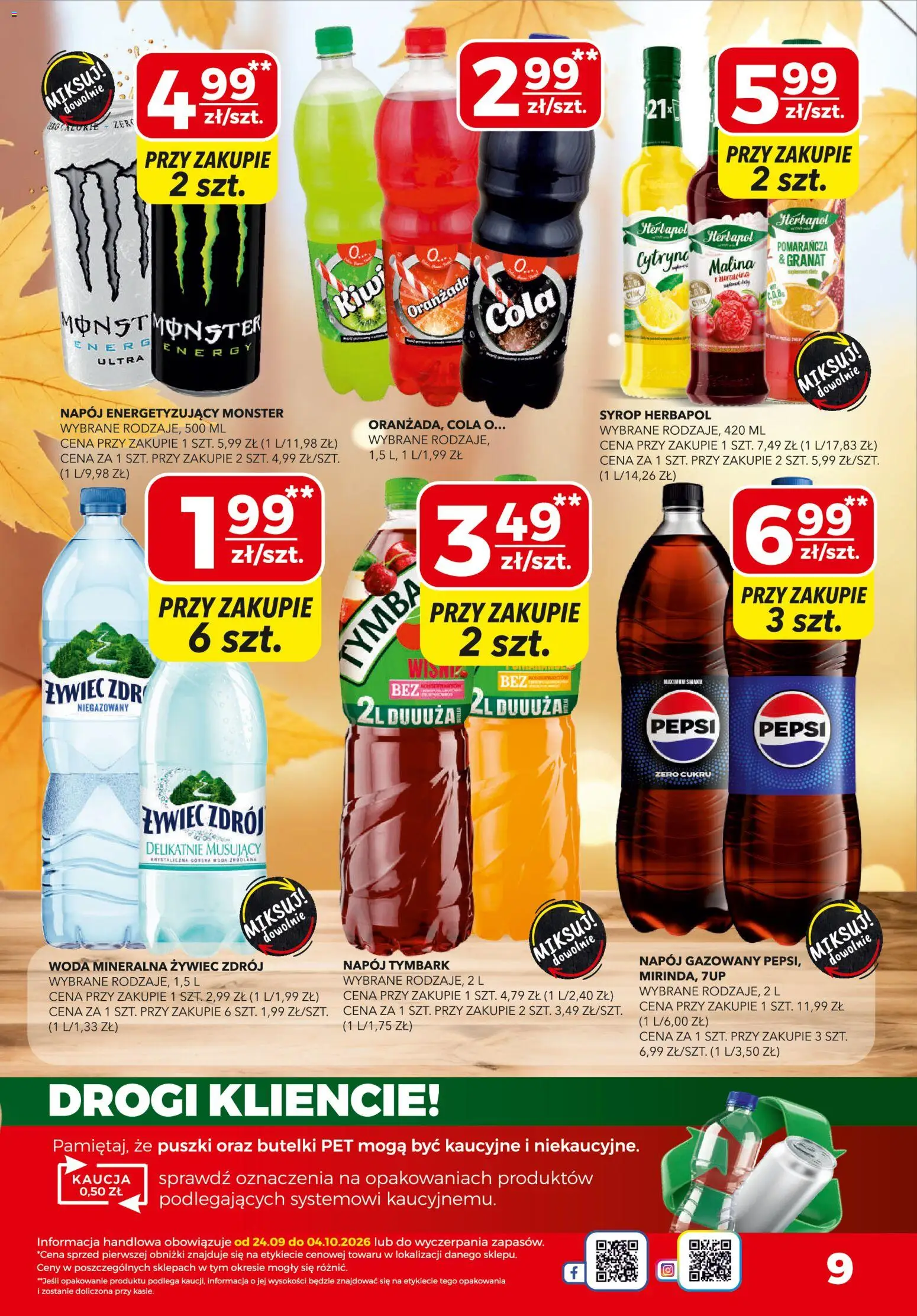 Top Market gazetka od 24.09.2026 | Strona: 9 | Produkty: Malina, Woda mineralna, Kiwi, Pepsi Zero