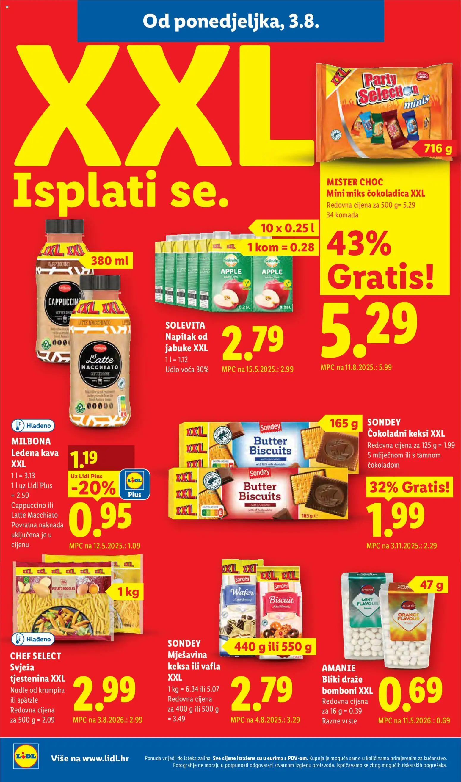Lidl katalog | vrijedi od 03.08.2026 | Stranica: 6 | Proizvodi: Keksi, Čokoladica, Tjestenina, Cappuccino