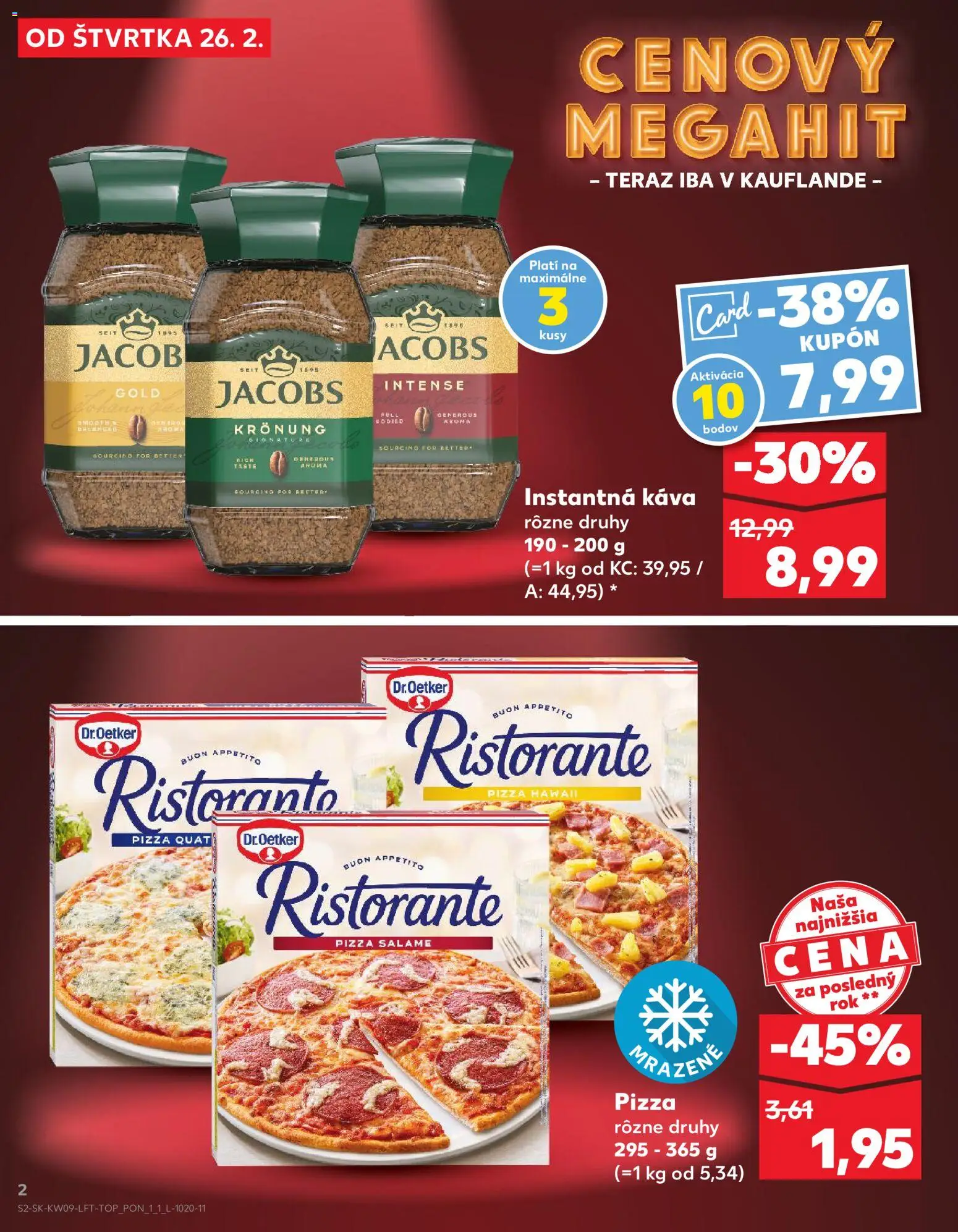 Nové Kaufland akcie – leták je platný od 26.02.2026 | Strana: 2 | Produkty: Káva, Pizza, Instantná káva