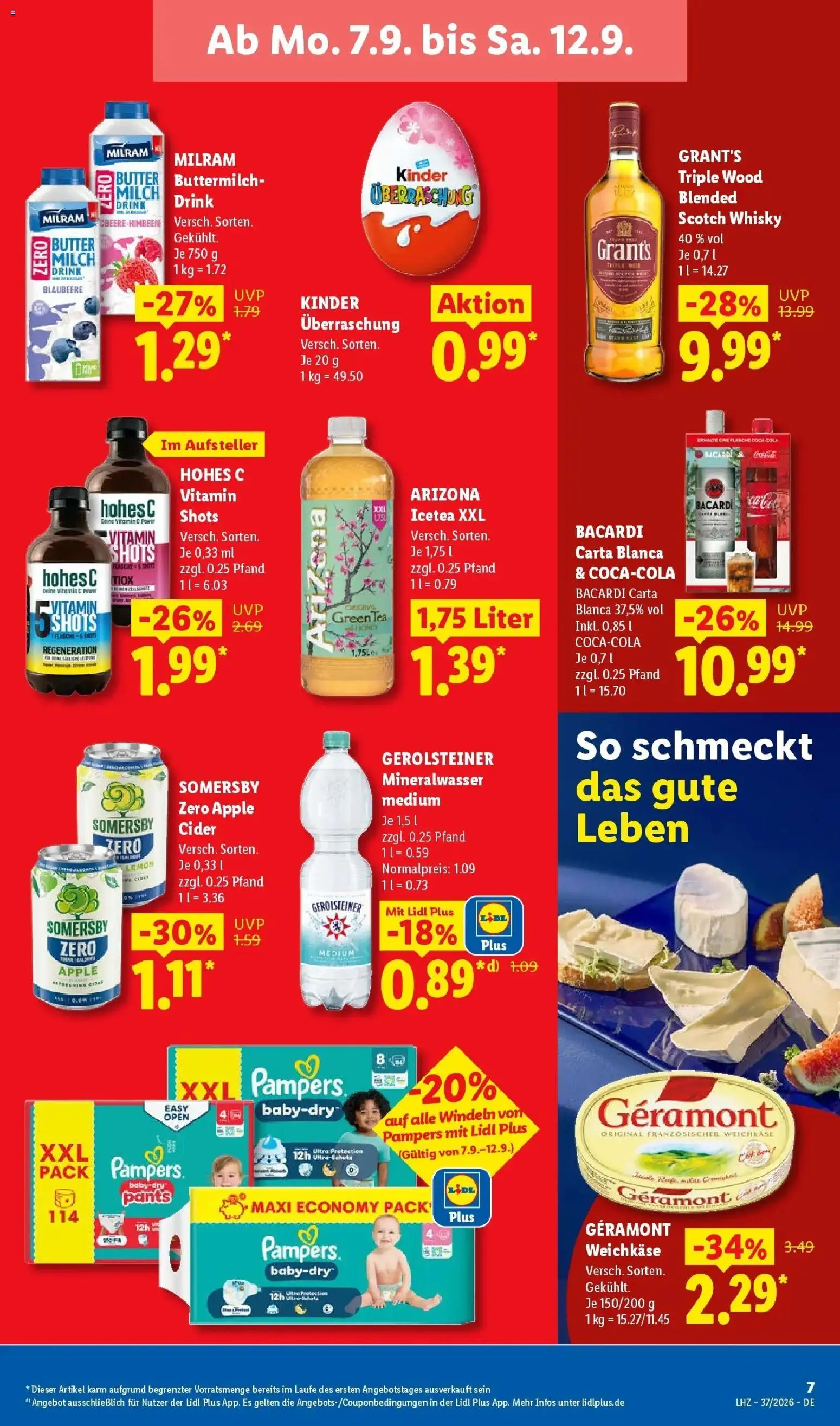 Lidl Prospekt Düsseldorf (ab 07.09.2026) zum Blättern » Angebote | Seite: 21 | Produkte: Coca cola, Cola, Butter, Pampers