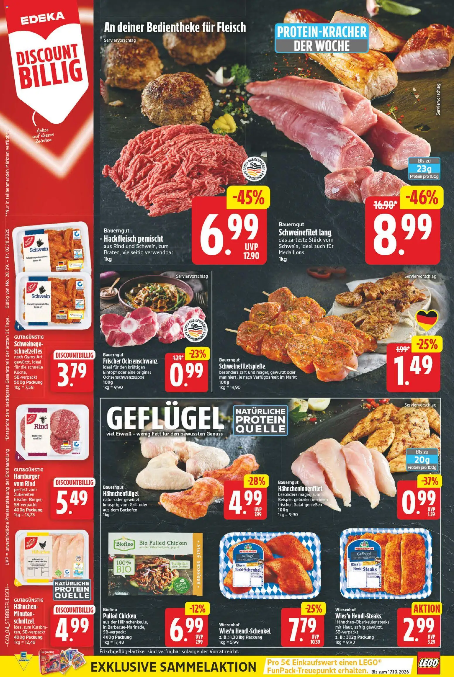E center Prospekt – gültig ab 28.09.2026 | Seite: 4 | Produkte: Hahnchen, Backofen, Fleisch, Hackfleisch