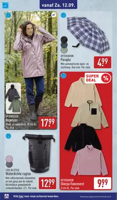 UP2FASHION Regenjas, Wind- en waterdicht. M t/m XL. Per stuk. - Voorbeeld van een folder van Aldi, geldig van 07-09-2026 | Pagina: 50