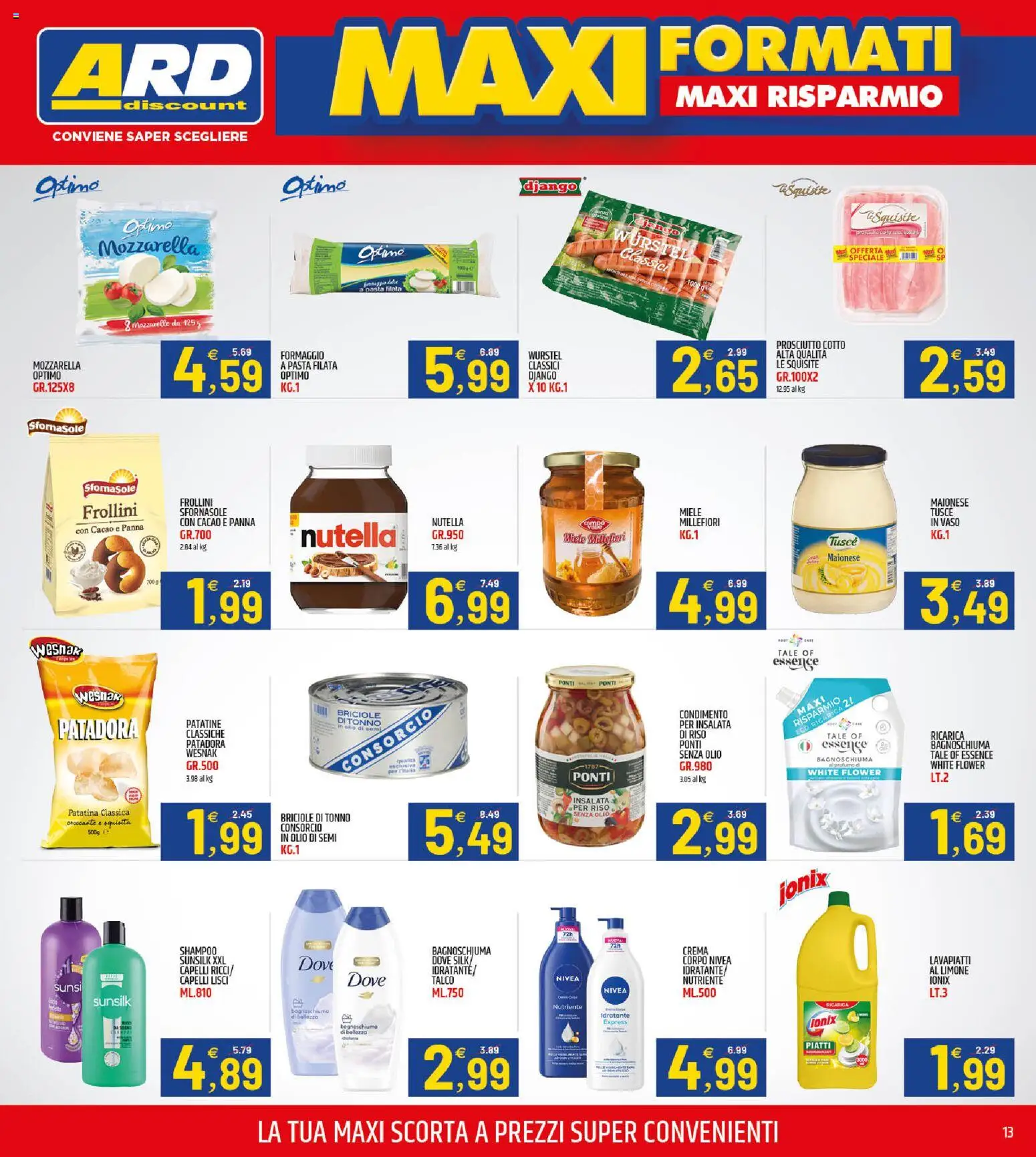 Volantino ARD Discount del 28.05.2026 | Pagina: 13 | Prodotti: Insalata, Formaggio, Olio, Tonno