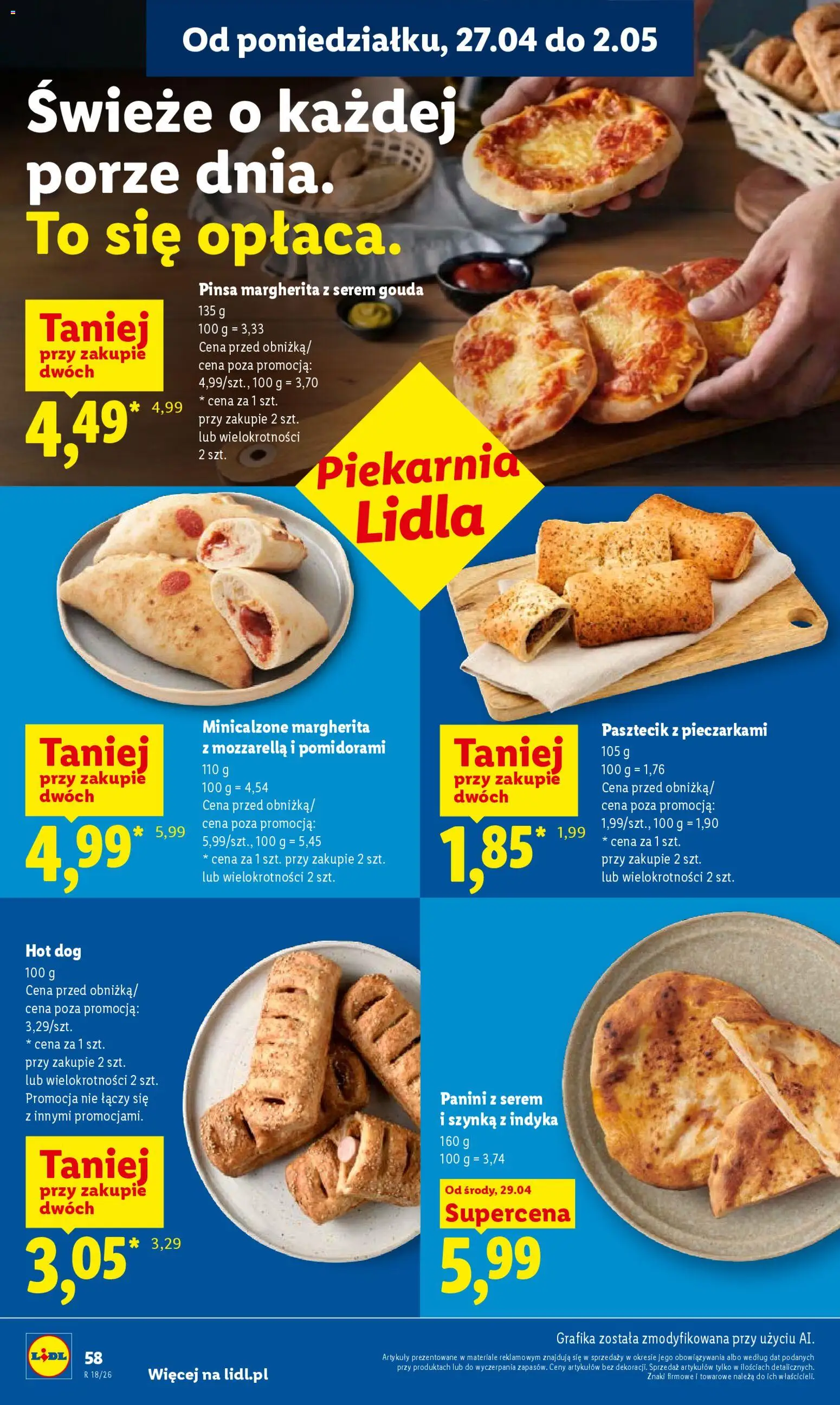 Lidl gazetka od 29.04.2026 | Strona: 58 | Produkty: Panini, Szynka, Pinsa, Mozzarella