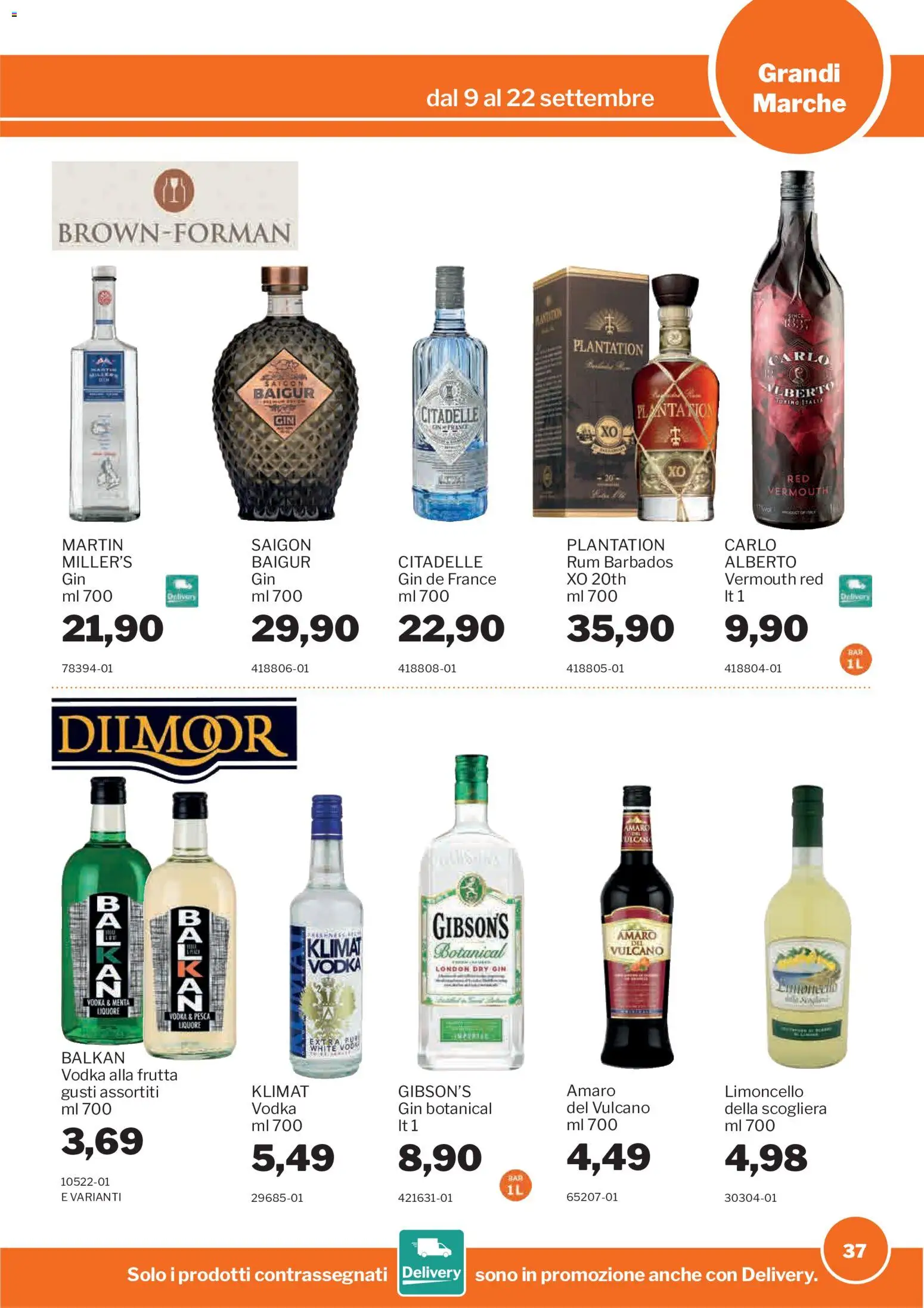 Volantino Sogegross del 09/09/2026 | Pagina: 37 | Prodotti: Gin, Vodka, Pesca, Liquore