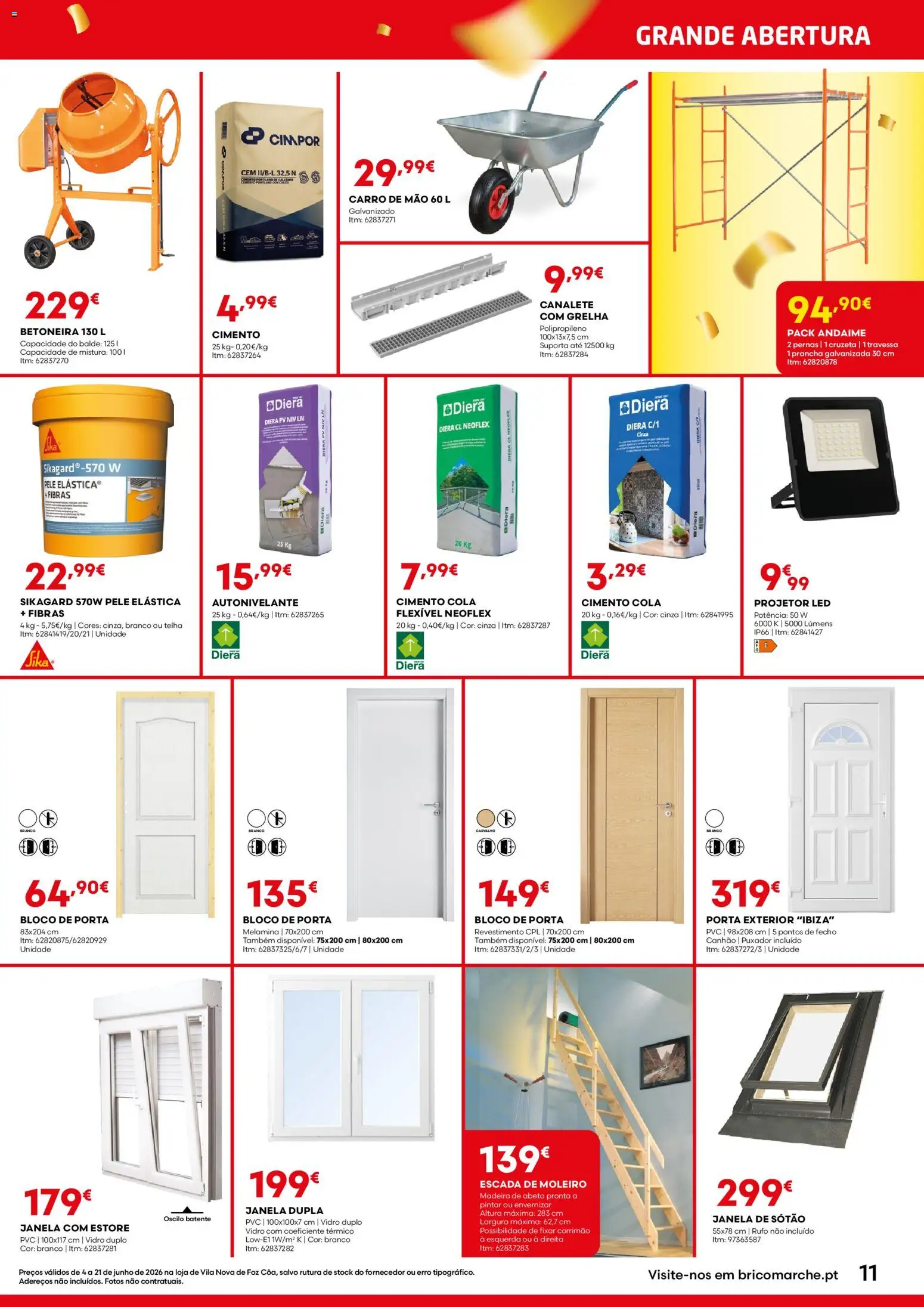 BricoMarché folheto │ válido de 04.06.2026 | Página: 11 | Produtos: Escada, Porta, Cimento, Prancha