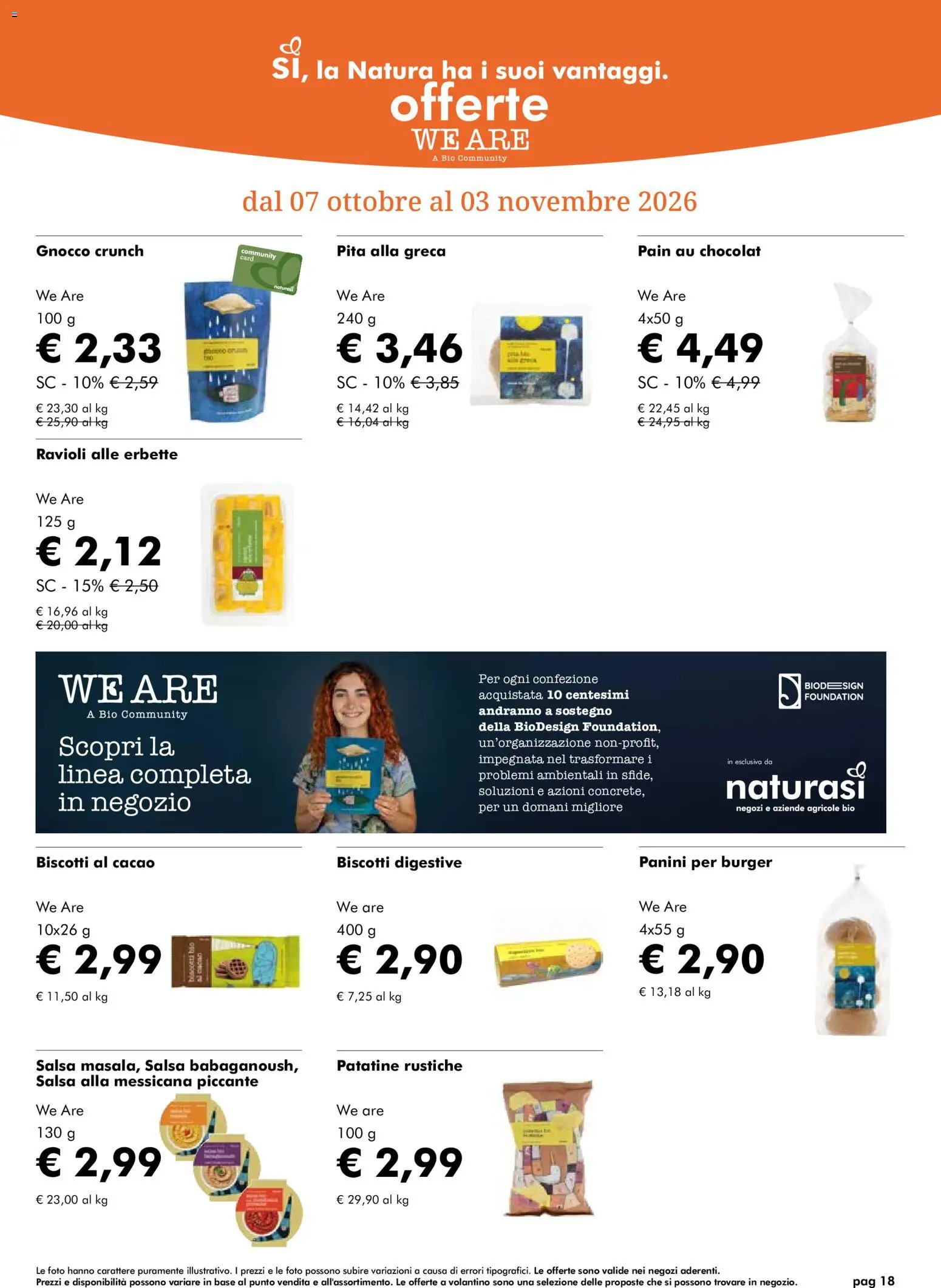 Volantino Natura Sì del 07/10/2026 | Pagina: 18 | Prodotti: Patatine, Biscotti, Ravioli, Cacao