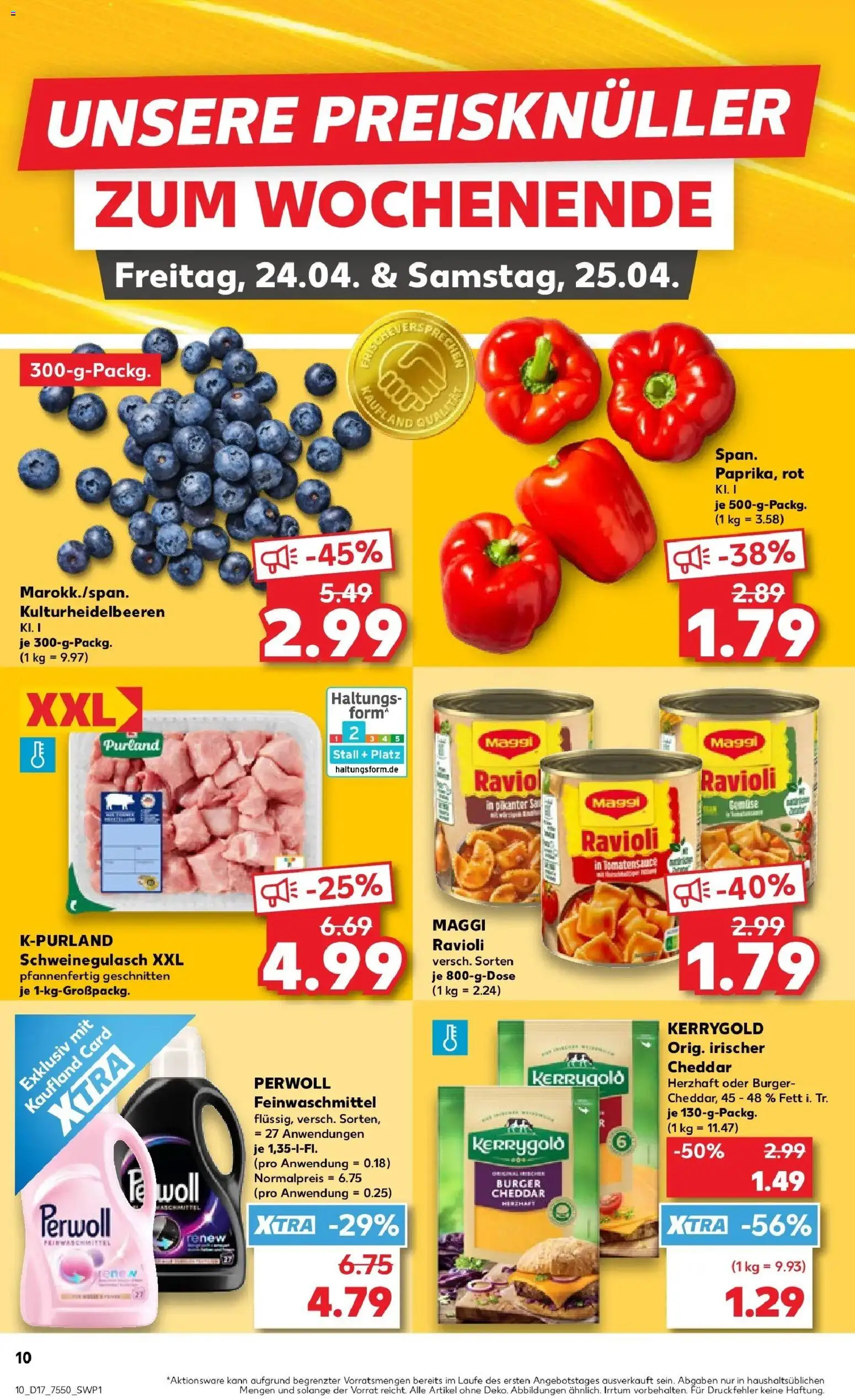 Kaufland Prospekt Ettlingen	 – gültig ab 20.04.2026 | Seite: 22 | Produkte: Schweinegulasch, Maggi, Burger, Perwoll