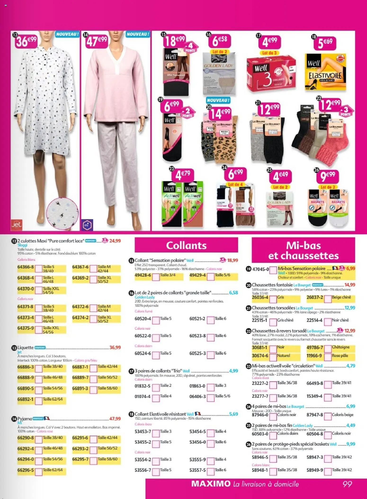 {H1} | Page: 99 | Produits: Coton, Daim, Chaussettes, Polaire