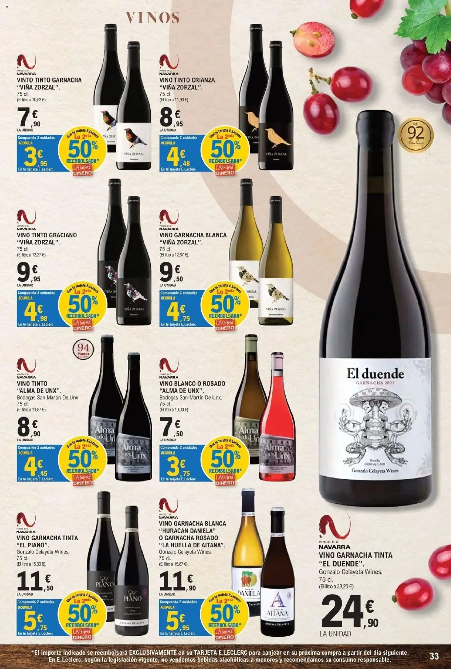 E.Leclerc - Feria del vino 30/09/2026 - 17/10/2026 | Página: 33 | Productos: Lima, Vino tinto, Vino blanco, Bebidas