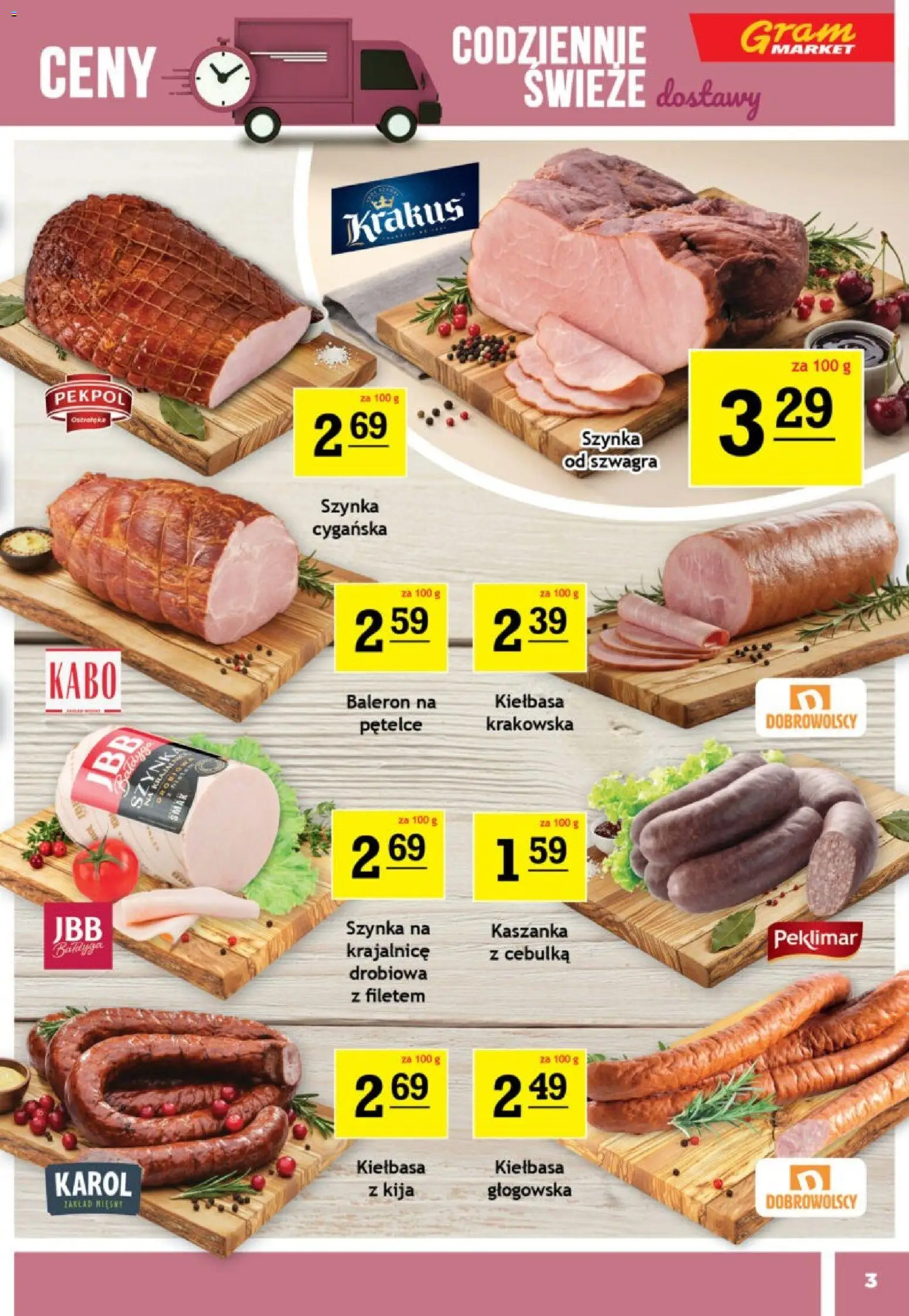 Gram Market gazetka od 10.06.2026 | Strona: 3 | Produkty: Kiełbasa, Kaszanka, Szynka