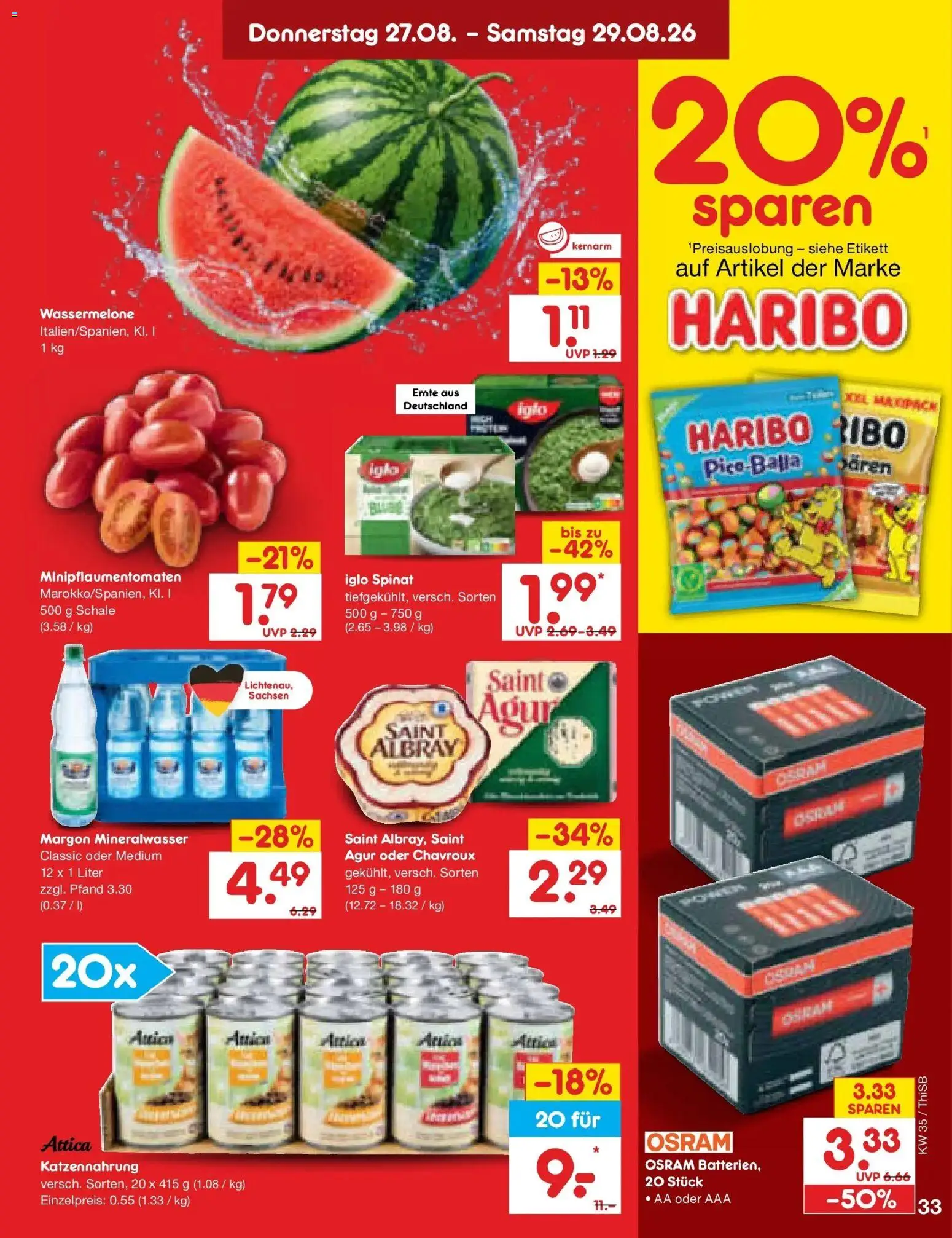 Netto Marken-Discount Prospekt Pirna (ab 24.08.2026) » Angebote | Seite: 47 | Produkte: Haribo, Iglo, Mineralwasser, Wassermelone
