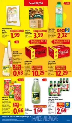 LIDL - Prévisualisation de COCA COLA Zéro sucres, 20 x 33 cl (1 L = 1,55 €) 18 canettes + 2 OFFERTES Prix normal pour 20 x 33 cl : 11,40 € (1 L = 1,73 €) valide à partir de 18/06/2026 | Page: 21