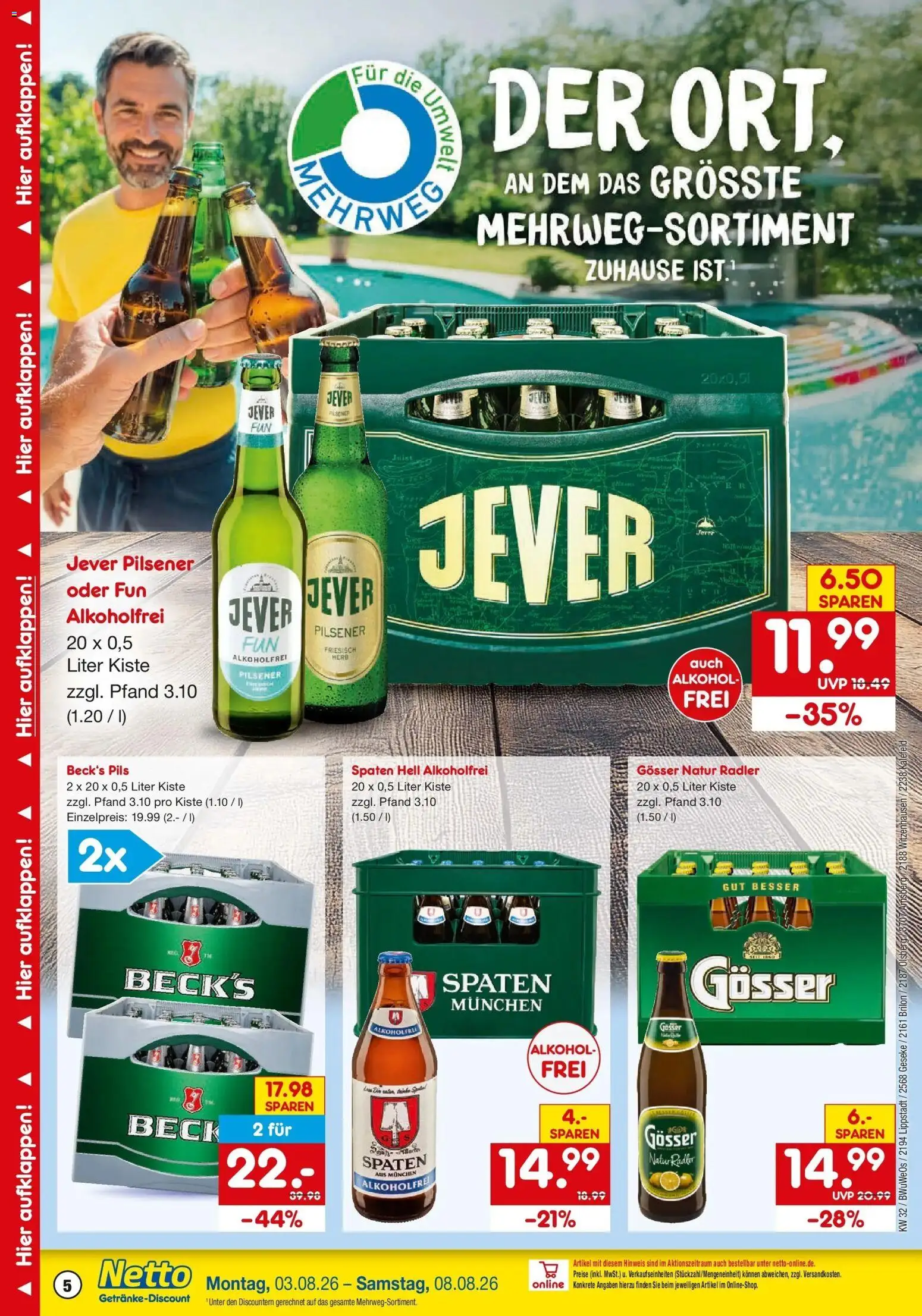 Netto Marken-Discount Prospekt Brilon – gültig ab 03.08.2026 | Seite: 5 | Produkte: Pils, Radler, Jever