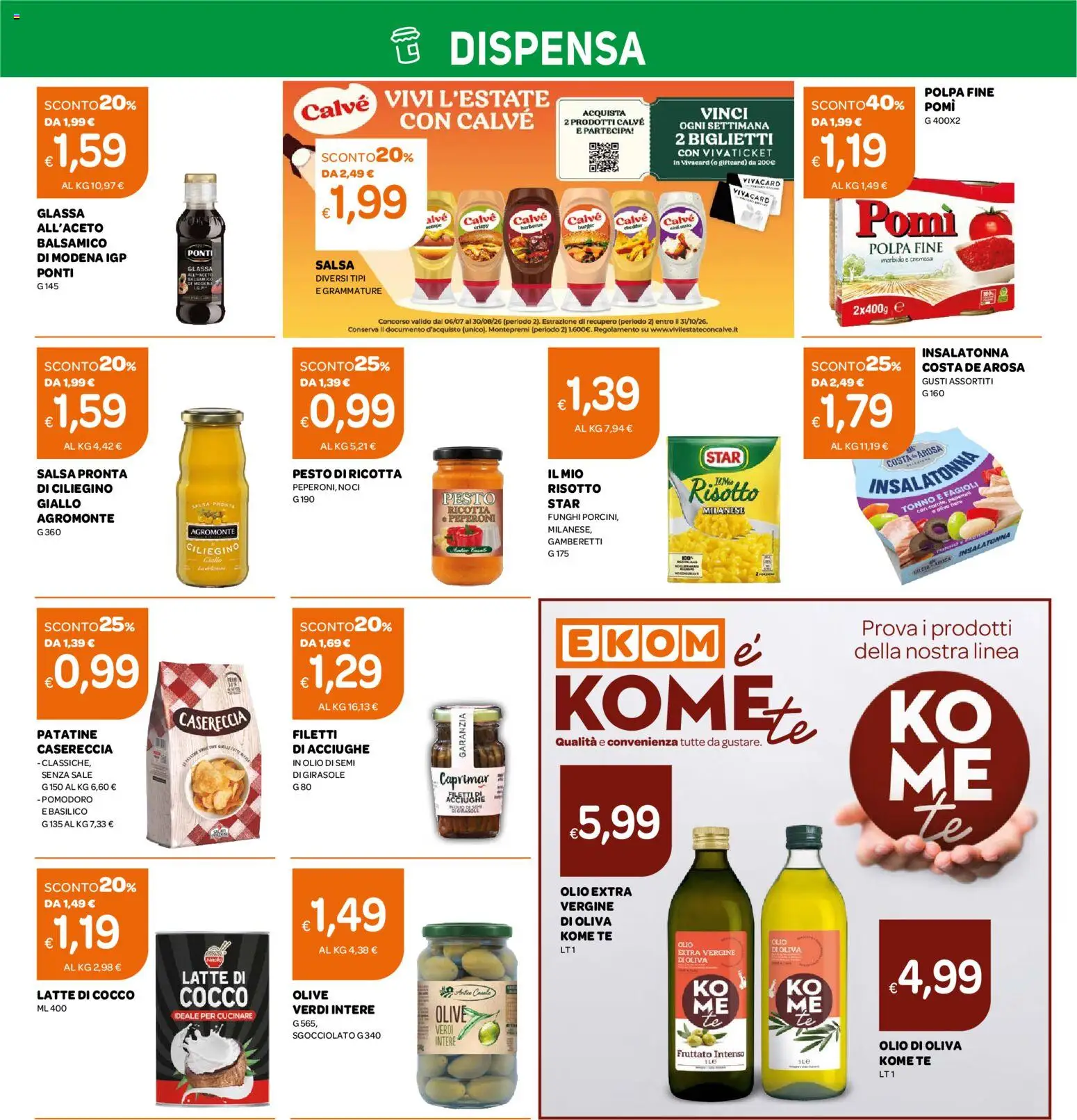 Volantino Ekom del 11/08/2026 | Pagina: 3 | Prodotti: Latte di cocco, Peperoni, Olio, Olive
