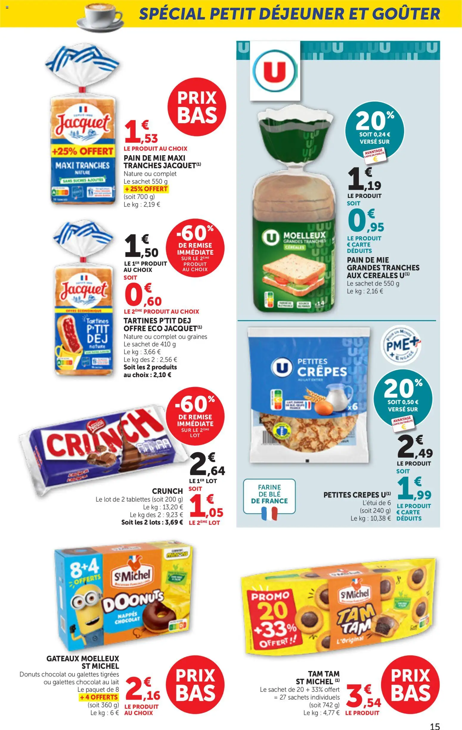 {H1} | Page: 15 | Produits: Crêpes, Tartines, Pain, Blé
