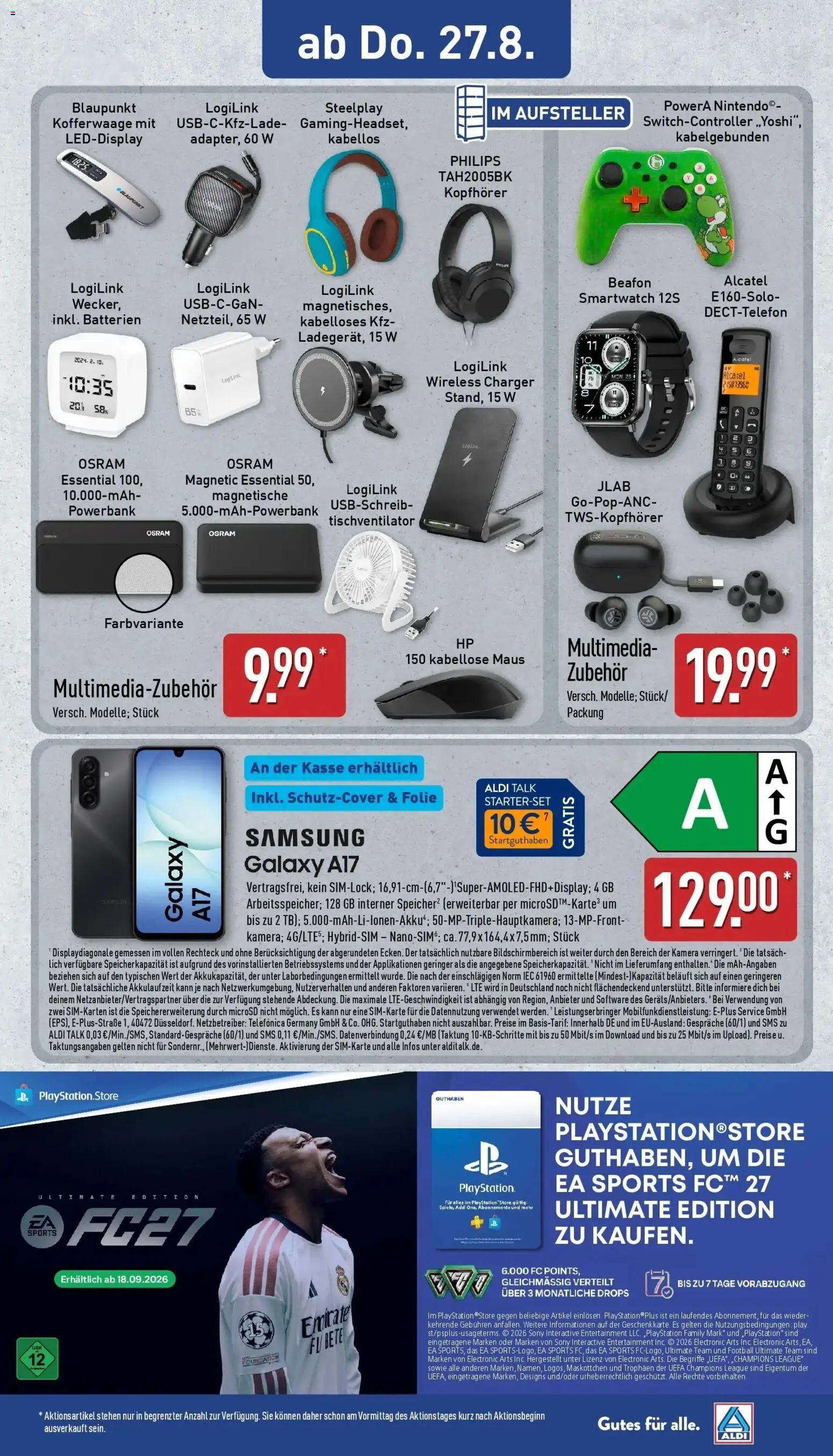 Aldi Aktueller Prospekt (ab 24.08.2026) » Angebote Online | Seite: 25 | Produkte: USB, Smartwatch, Headset, Smartphone