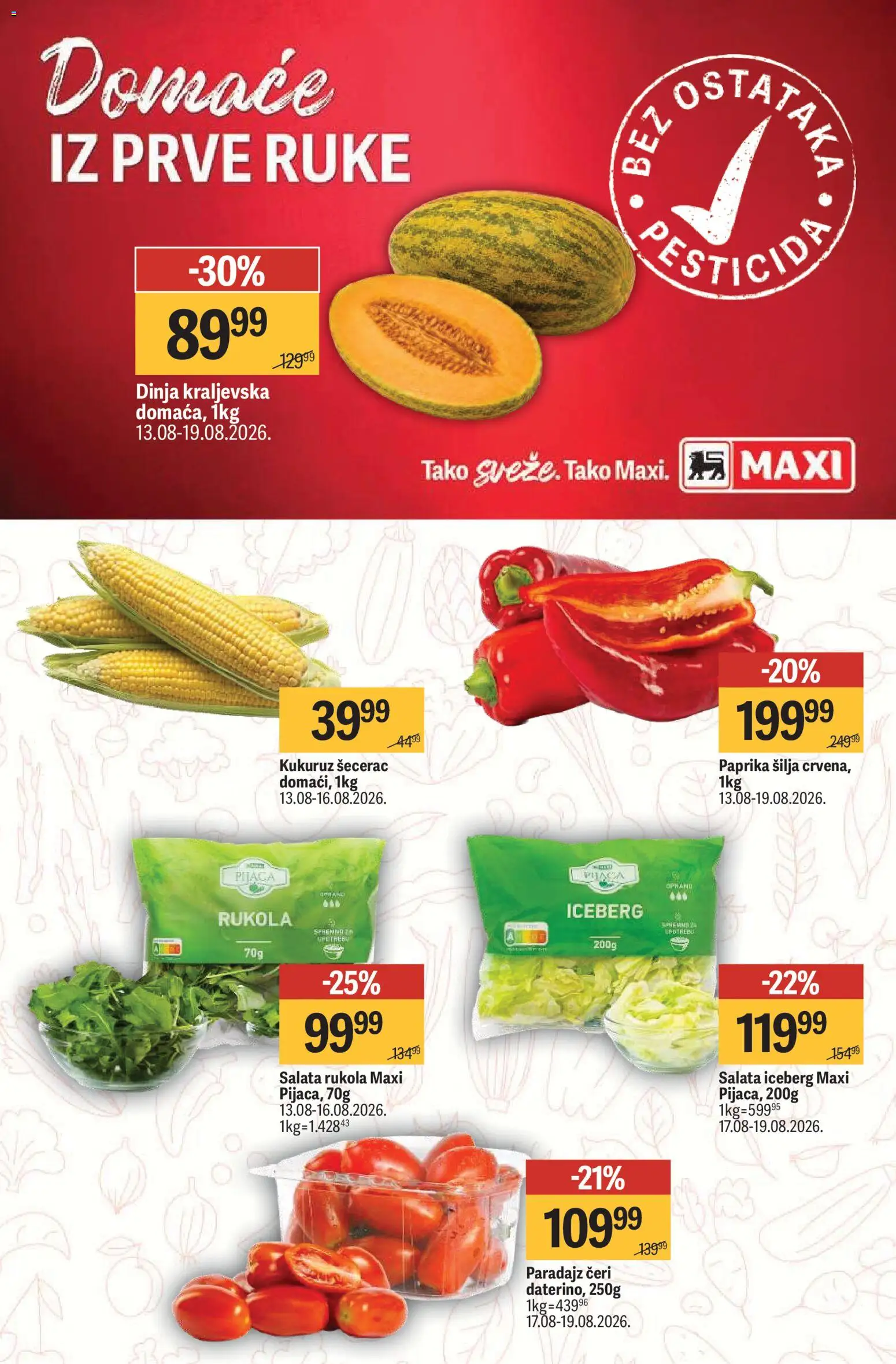 Maxi katalog - važi od 13.08.2026 | Strana: 5 | Proizvode: Salata, Paprika, Kukuruz, Paradajz