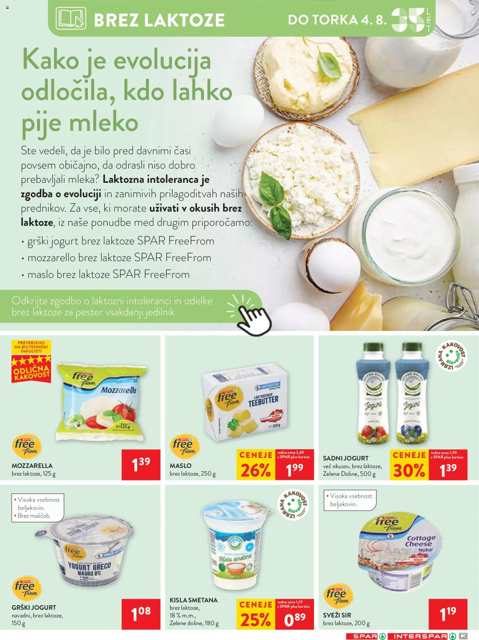 Novi Spar katalog ponudbe – veljaven od 27.07.2026 | Stran: 22 | Izdelki: Mleko, Maslo, Jogurt, Smetana