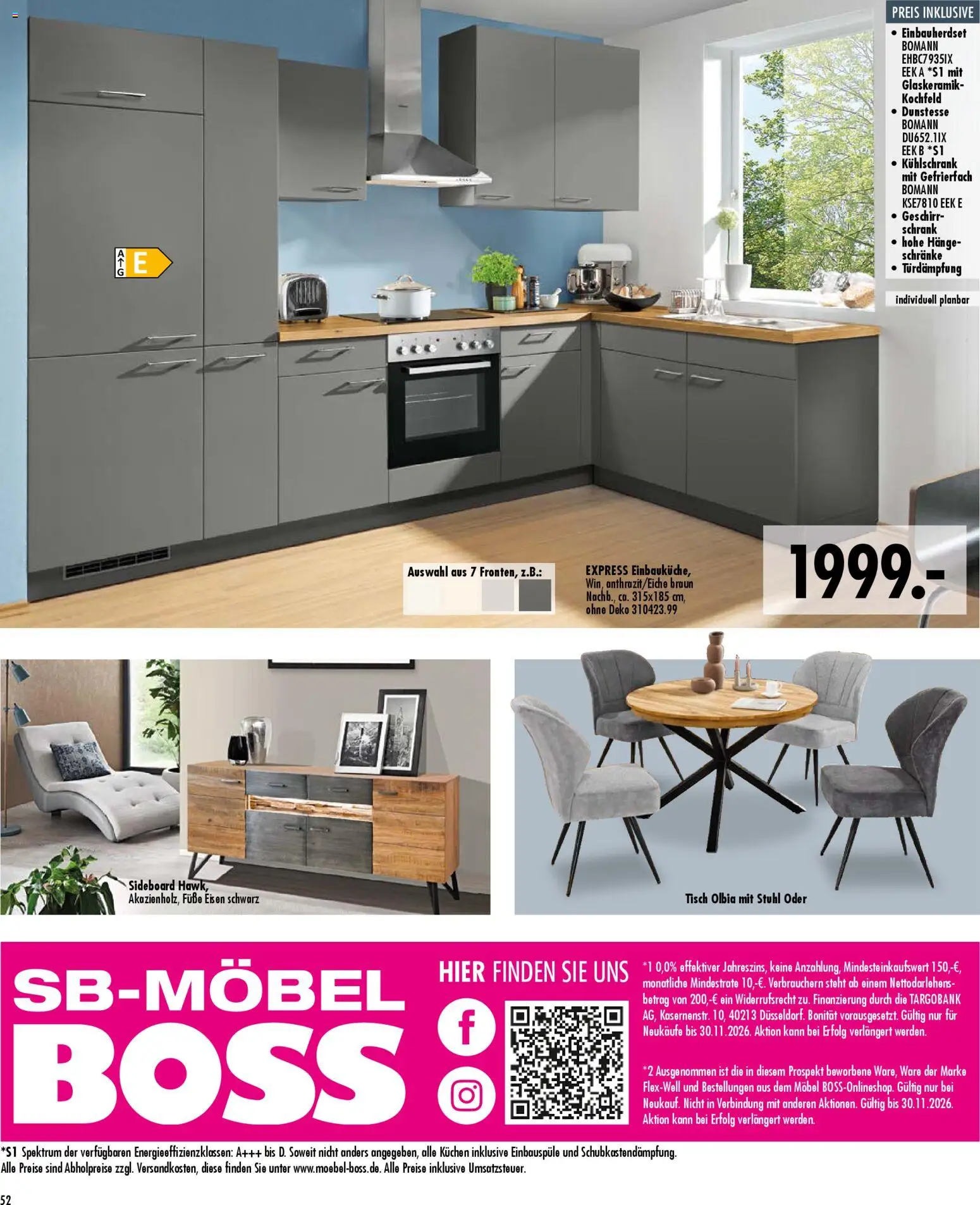 SB Möbel Boss Küchenkatalog 2026 – gültig ab 09.04.2026 | Seite: 52 | Produkte: Tisch, Stuhl, Schrank, Kühlschrank