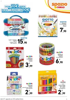 Anteprima del volantino Spazio Conad volantino Scuola 2026 valido a partire dal 21/08/2026 | Pagina: 3 | Prodotti: Astuccio, Temperino, Pastelli