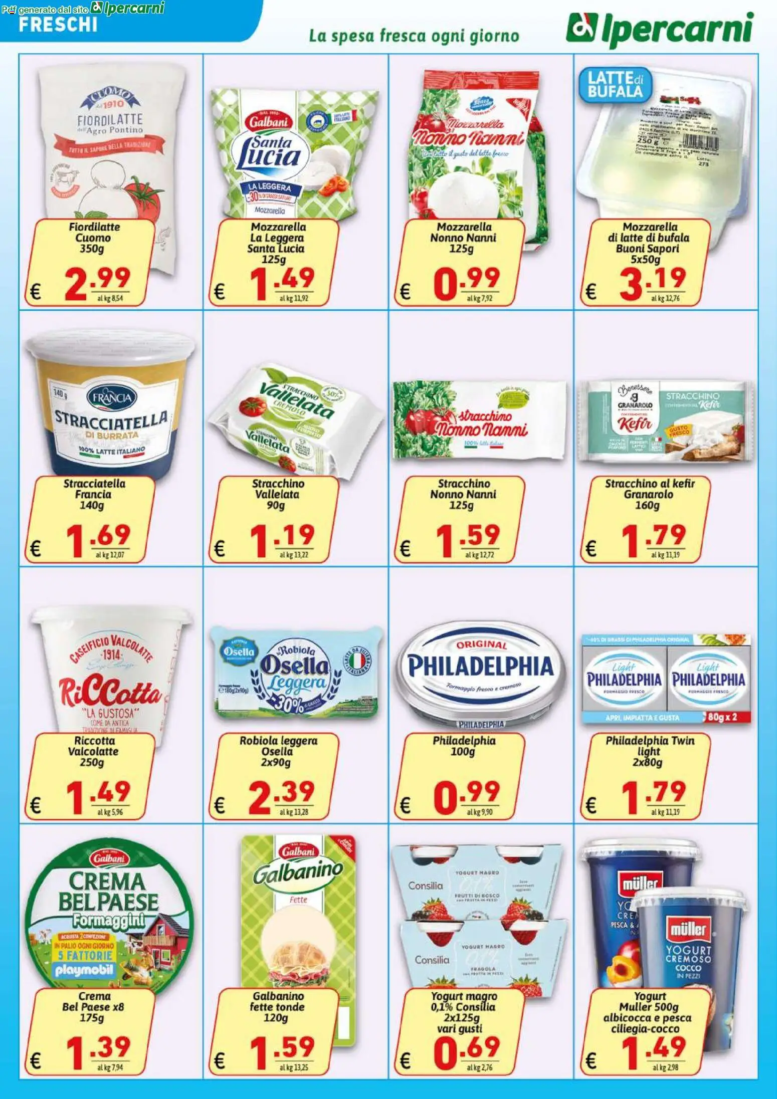 Volantino Ipercarni del 12/08/2026 | Pagina: 8 | Prodotti: Formaggio, Yogurt magro, Formaggio fresco, Robiola