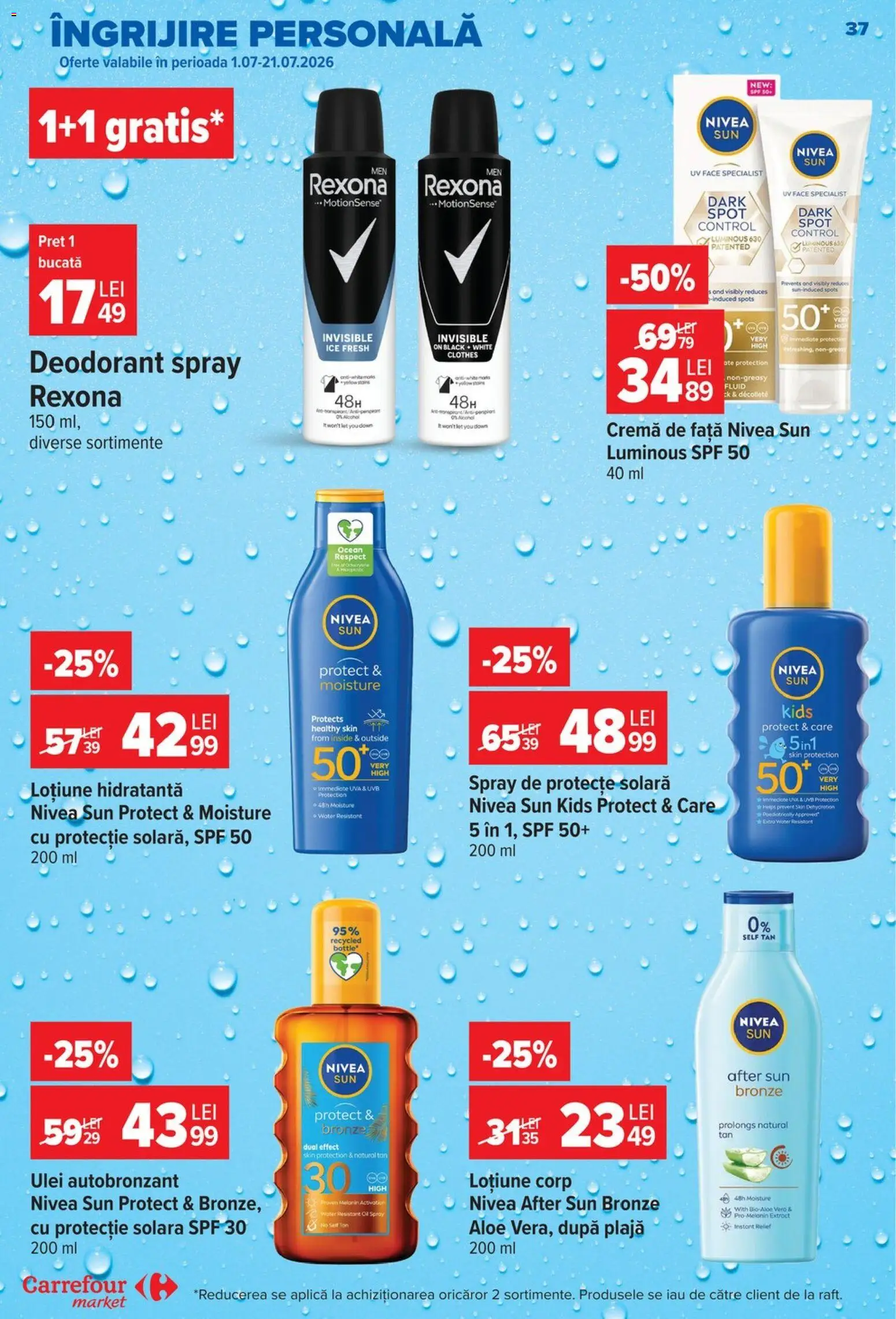 Noul catalog Carrefour – valabil de la 08.07.2026 | Pagină: 38 | Produse: Şerit ödül, Cremă, Ulei, Deodorant