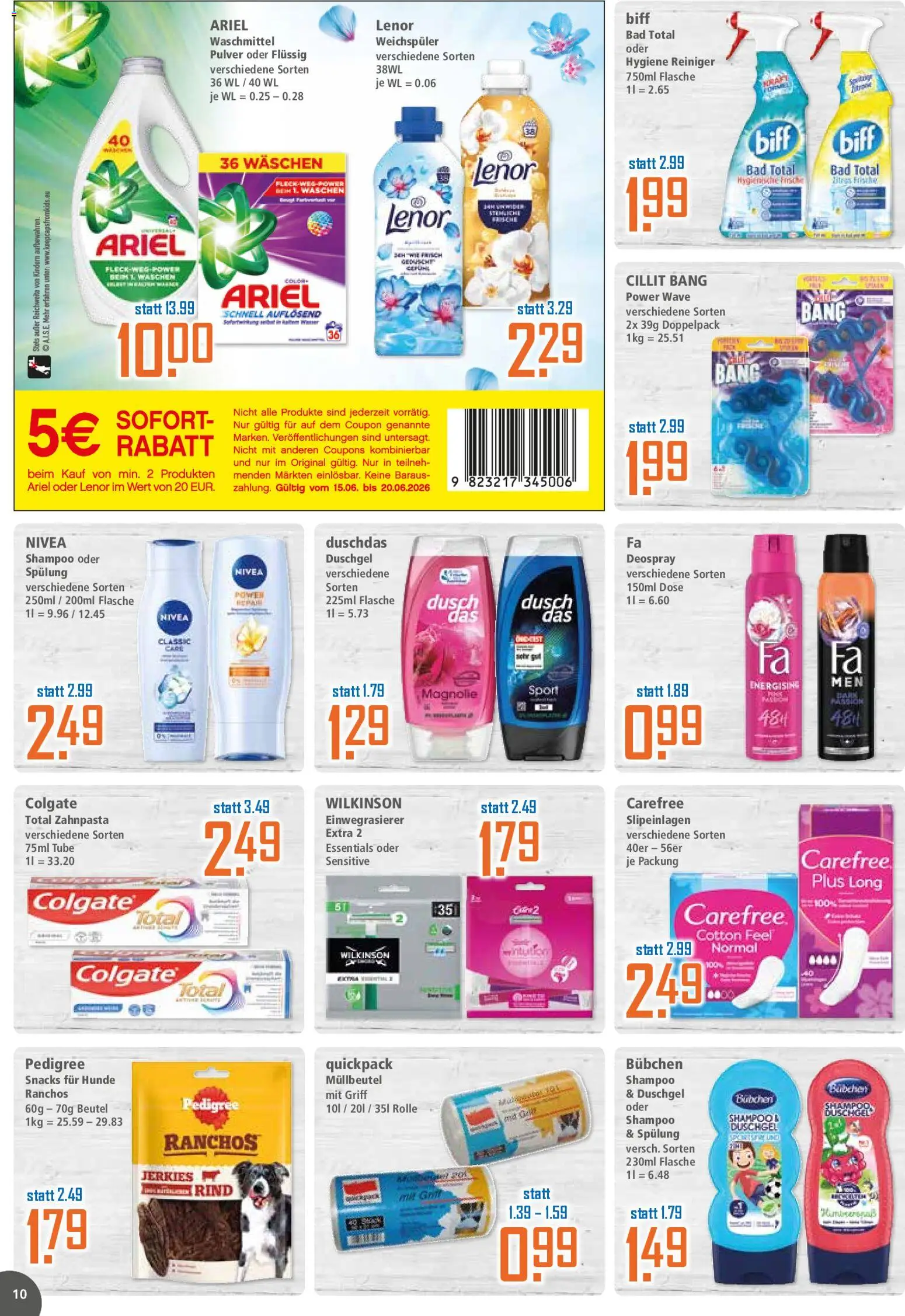 Klaas & Kock Prospekt – gültig ab 15.06.2026 | Seite: 10 | Produkte: Lenor, Ariel, Zahnpasta, Duschdas