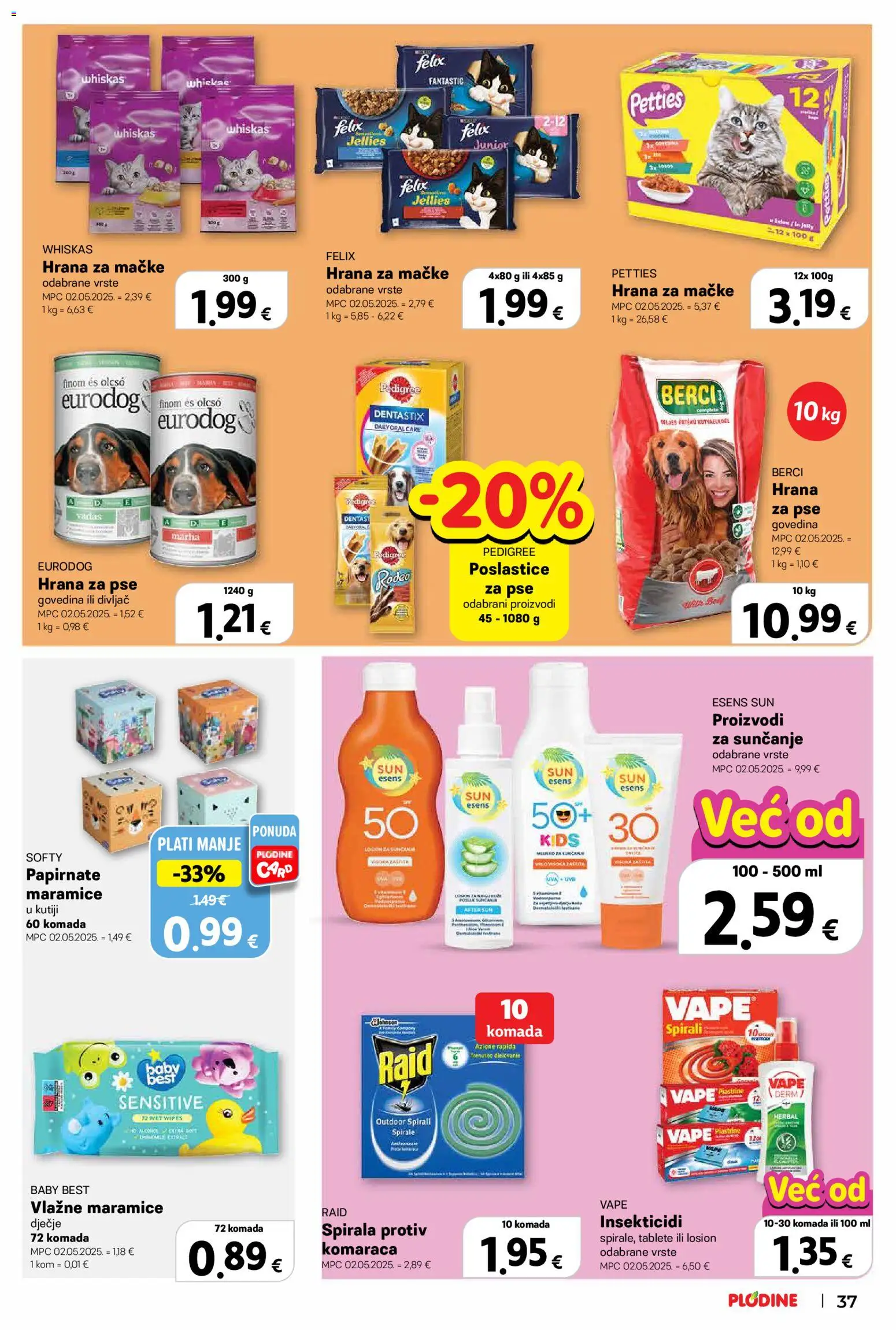 Plodine katalog | vrijedi od 17.06.2026 | Stranica: 37 | Proizvodi: Whiskas, Vlažne maramice, Govedina, Hrana za mačke